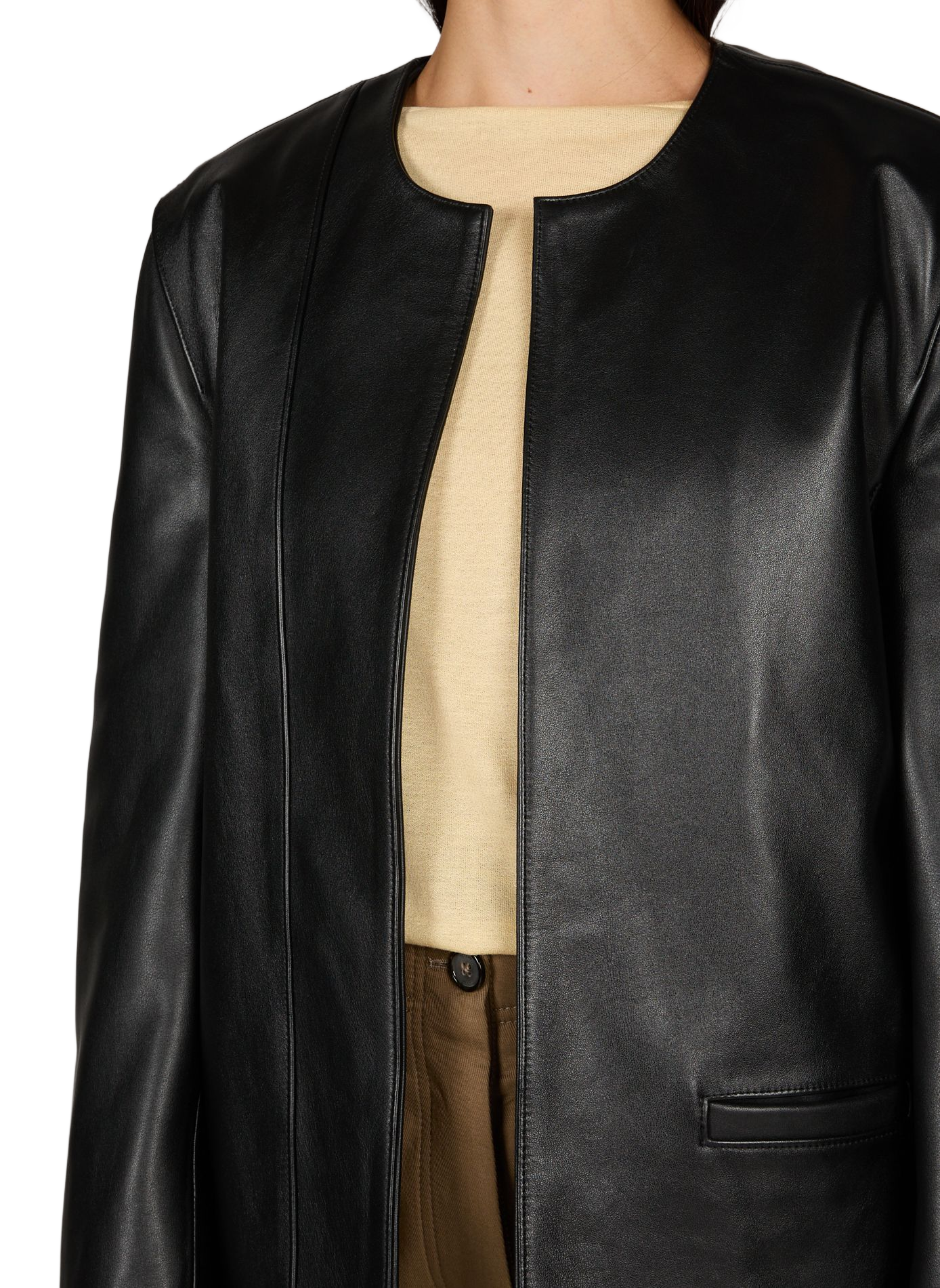 Veste unie en cuir TOTEME Noir