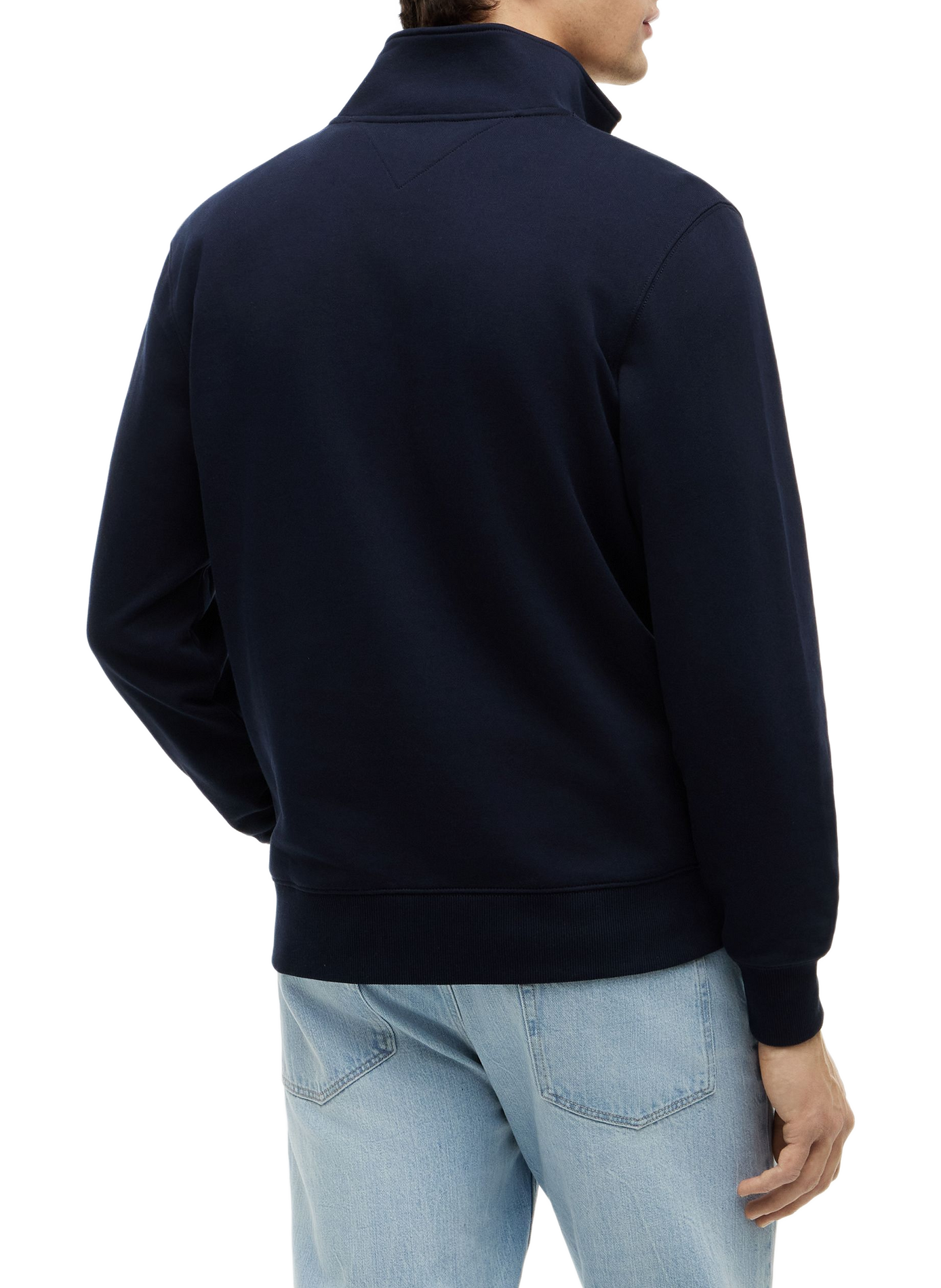 Straight cut high-neck zip-up cotton sweater TOMMY HILFIGER Blue