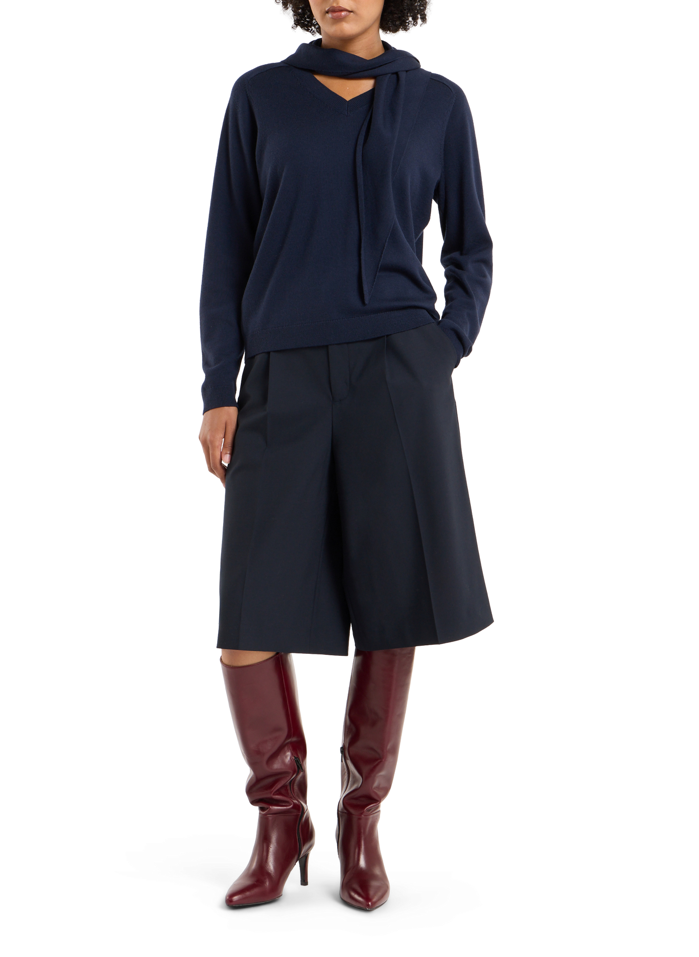 Pullover mit abnehmbarem Schal aus Wolle SAISON 1865 Blau