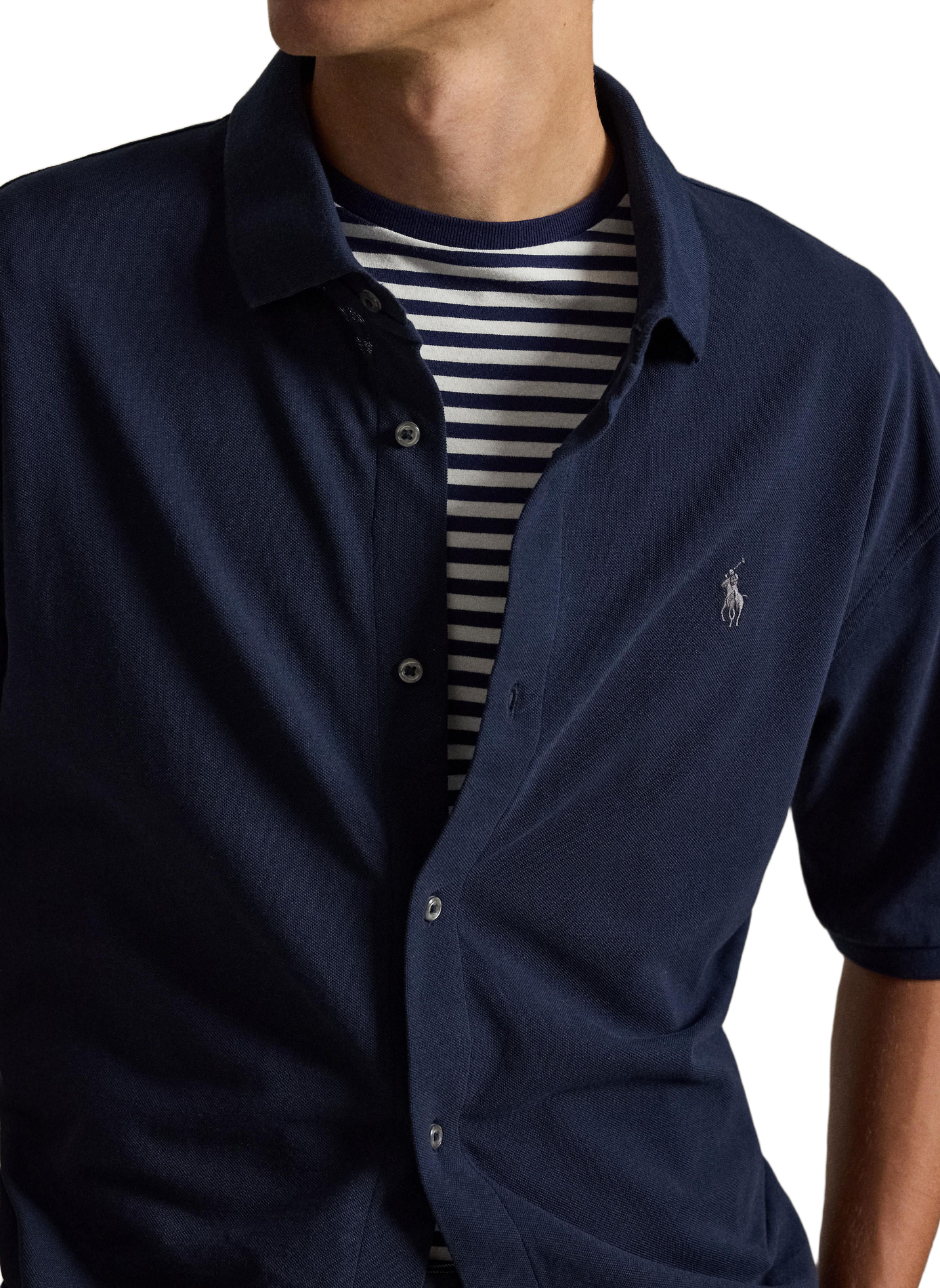 Short-sleeved shirt with embroidered logo in cotton POLO RALPH LAUREN Blue