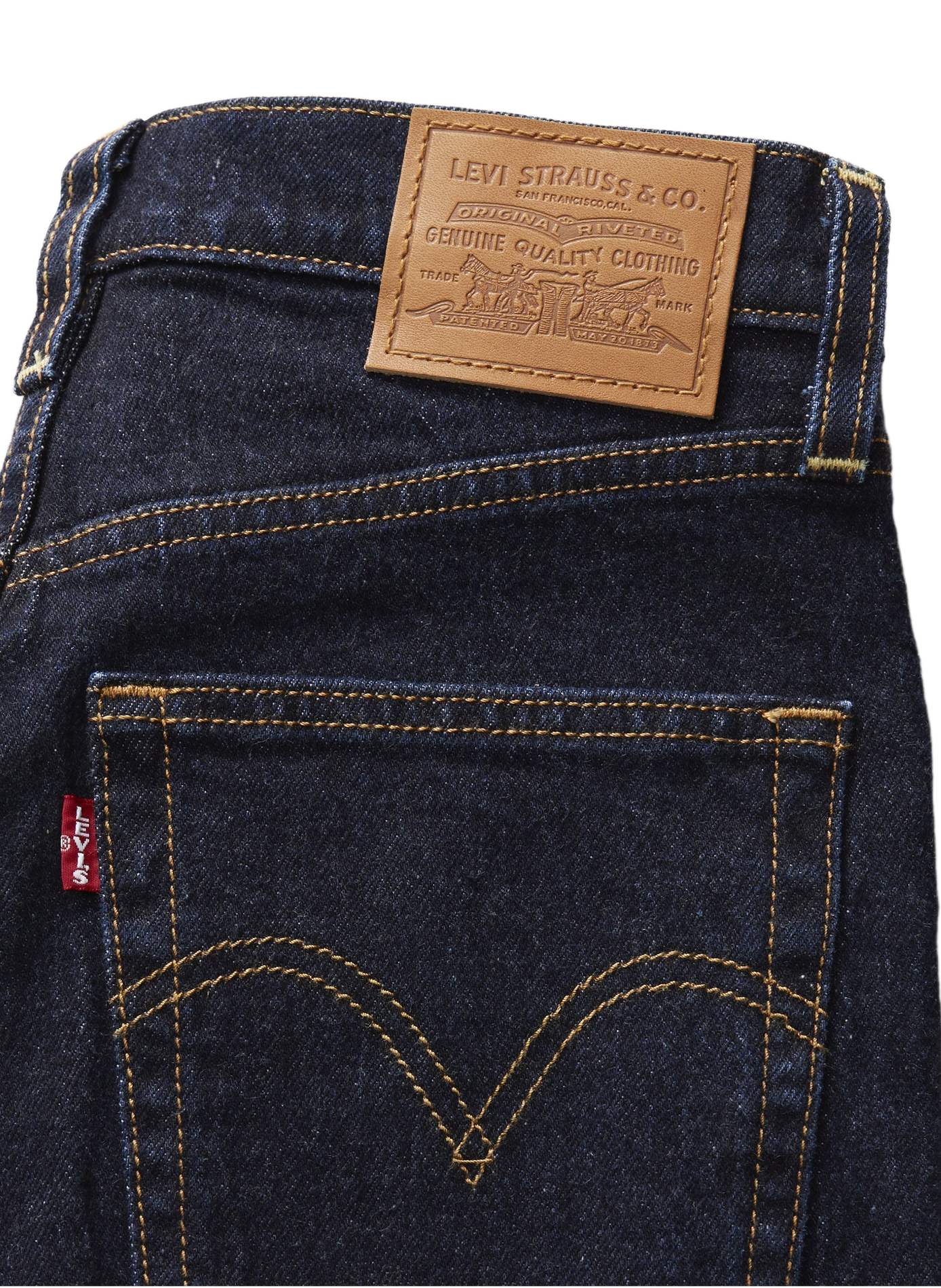 Jean Ribcage Full-length en coton mélangé LEVI'S Bleu