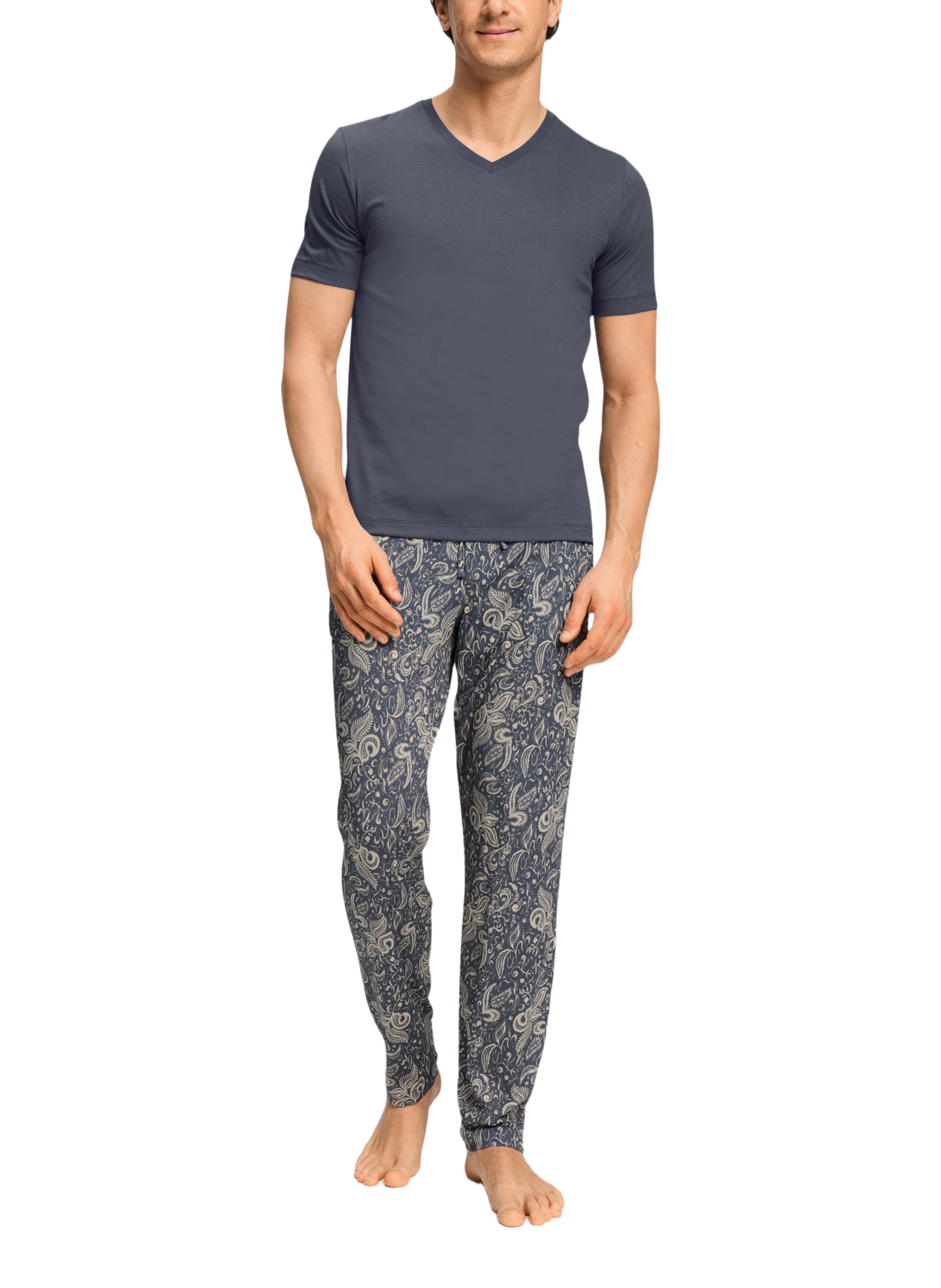 Pantalon droit en coton HANRO Bleu