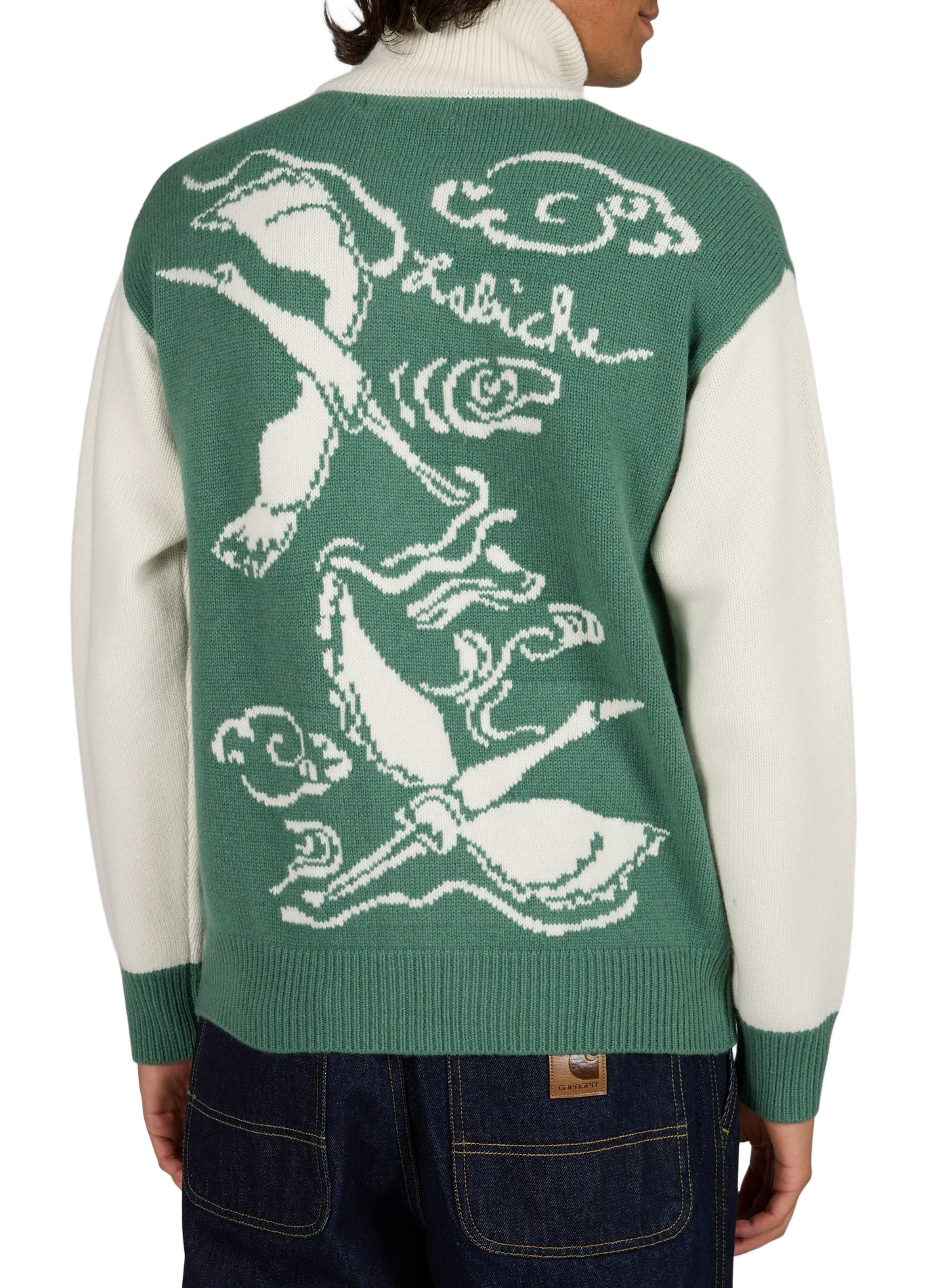 Straight jacket with high collar and wool print MAISON LABICHE Green
