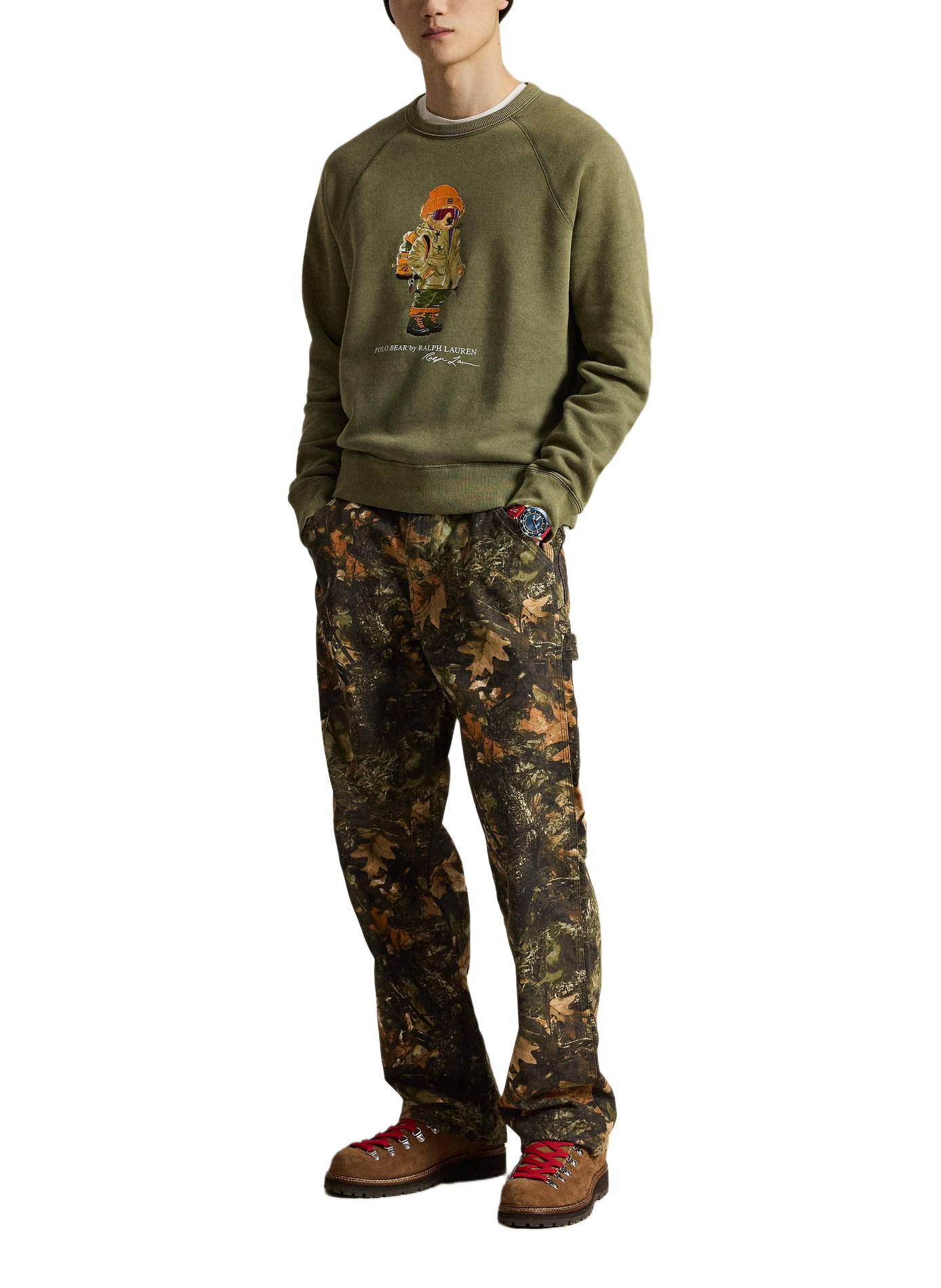 Pull ample col rond en coton mélangé POLO RALPH LAUREN Vert