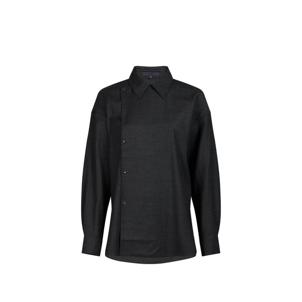 Chemise ample boutonnée en laine mélangée Chemise ample boutonnée en laine mélangée