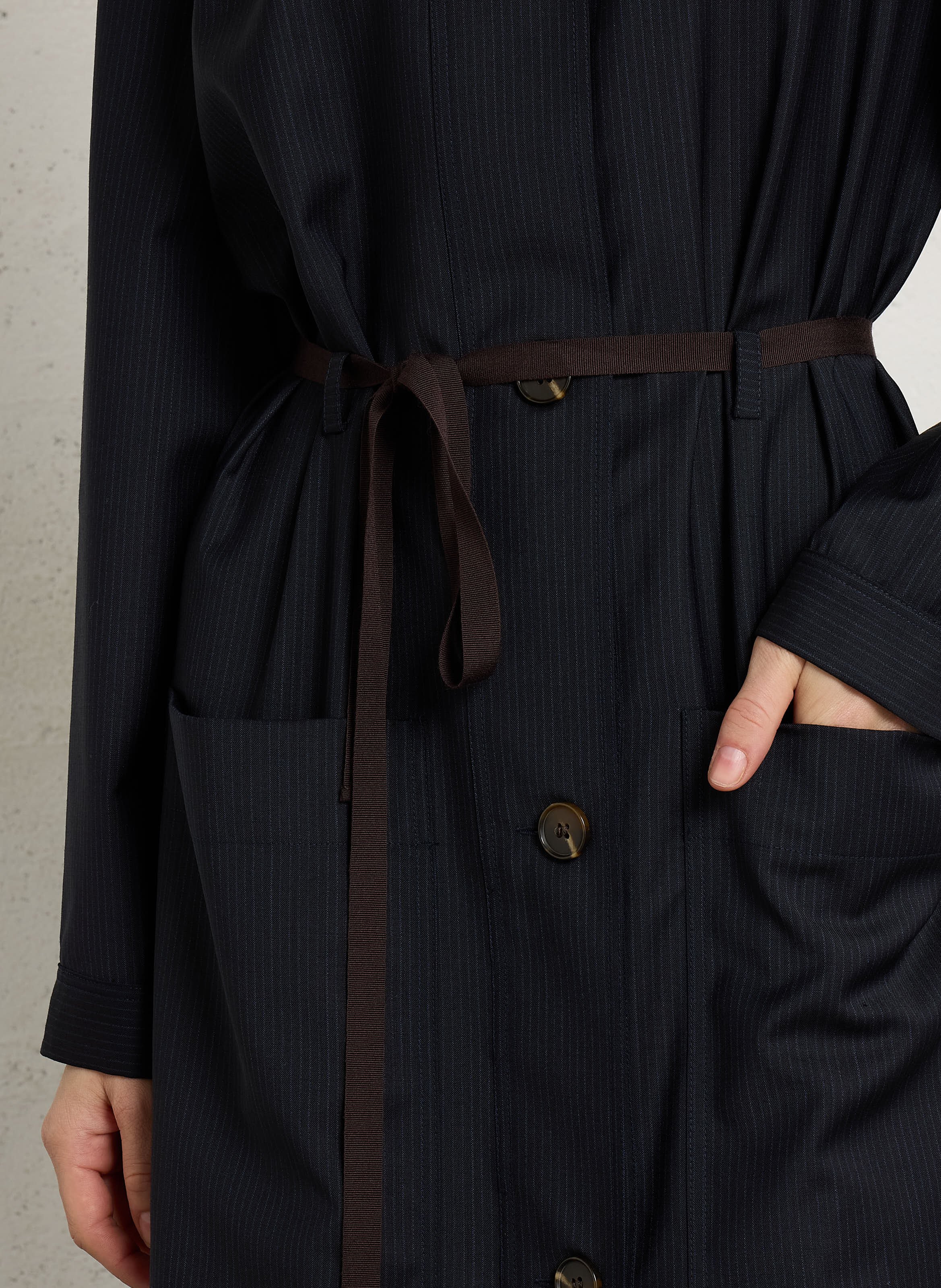Robe midi col rond en laine helie SOEUR Bleu
