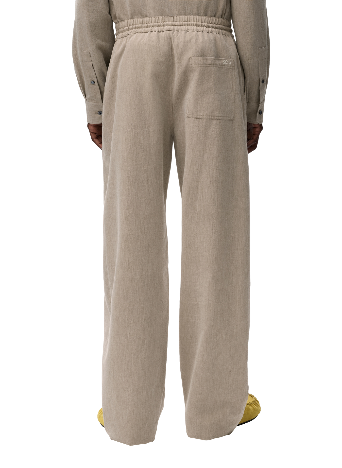 Pantalon à coulisse en laine et coton LOEWE Beige