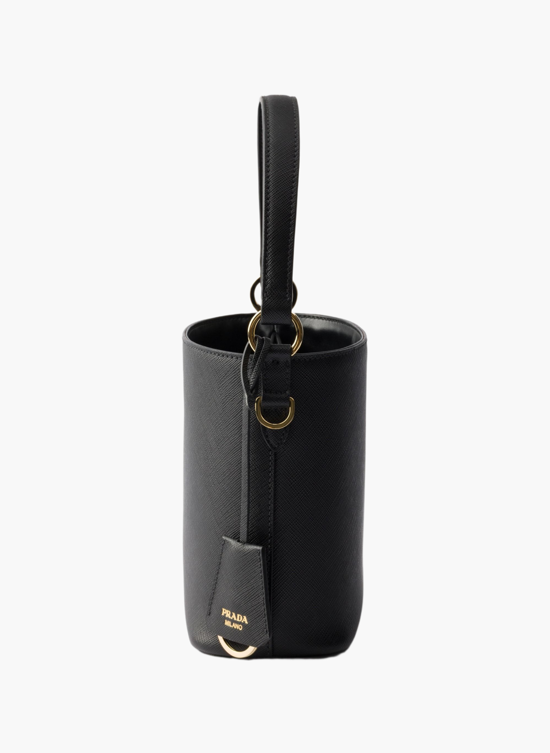 Mini sac seau en cuir saffiano PRADA Noir