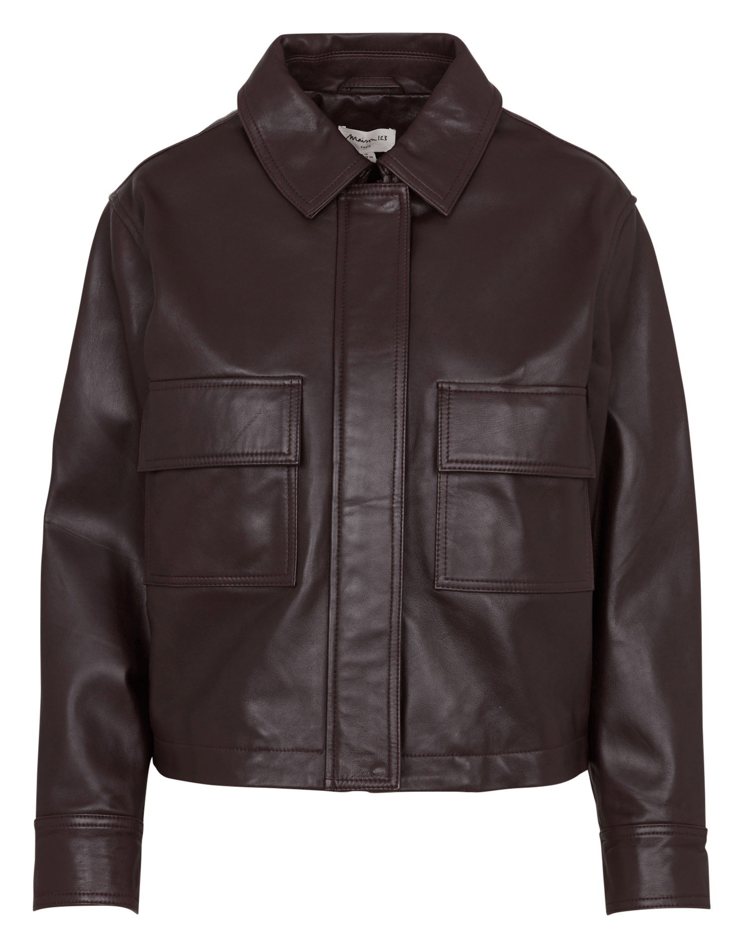 Veste droite unie en cuir coco MAISON 123 Rouge
