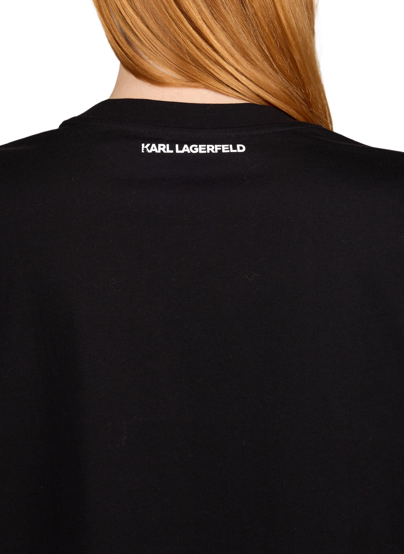 Straight-fit cotton logo T-shirt KARL LAGERFELD Black
