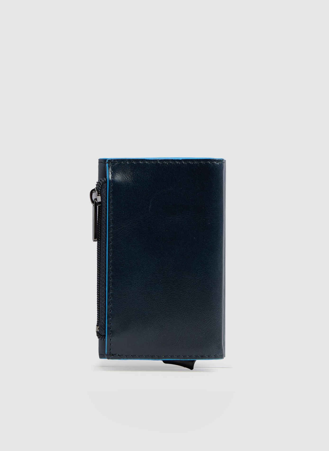 Compact leather wallet with pop-up card holder PIQUADRO Blue