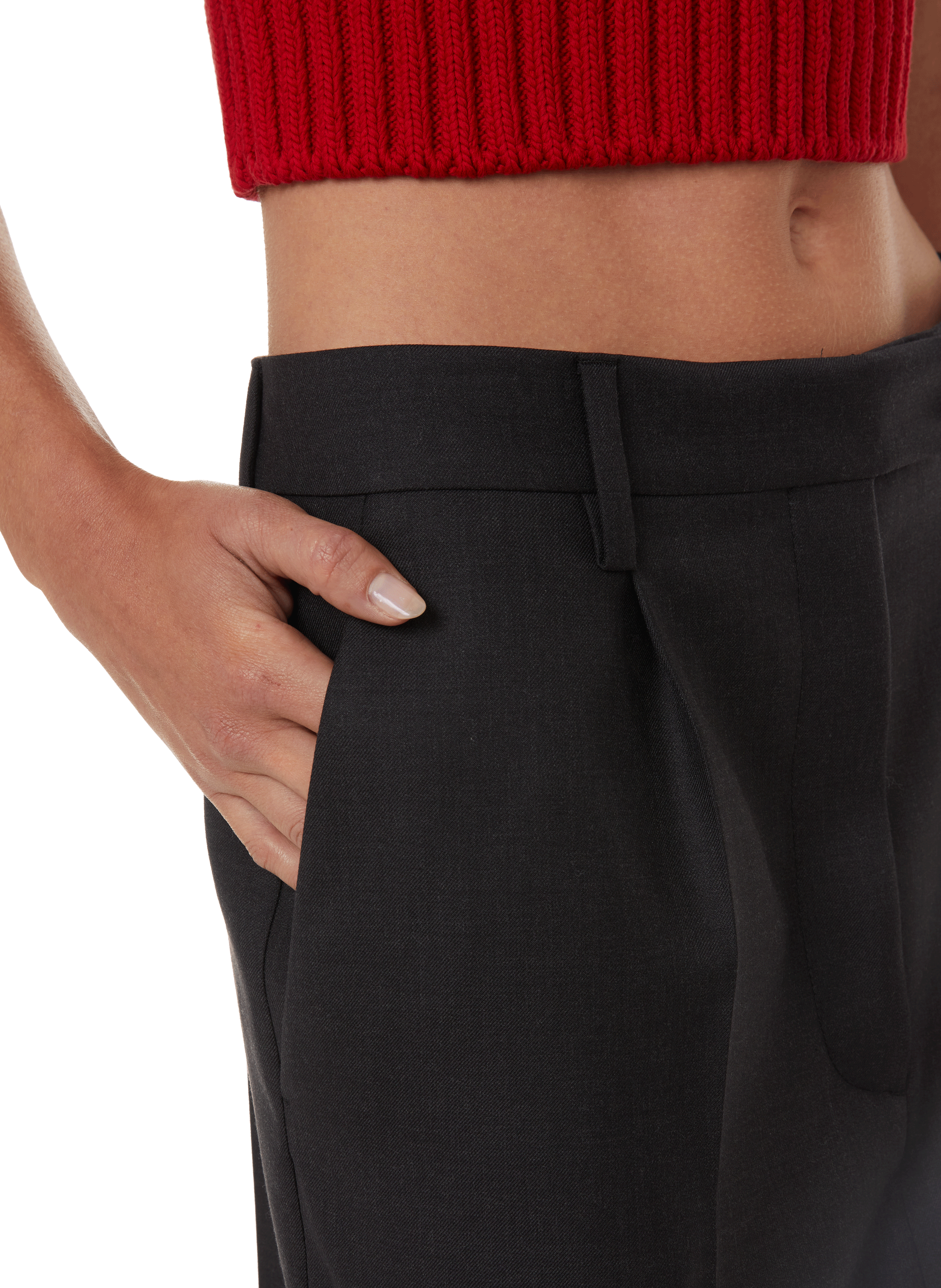 Jupe droite en laine vierge PRADA Gris