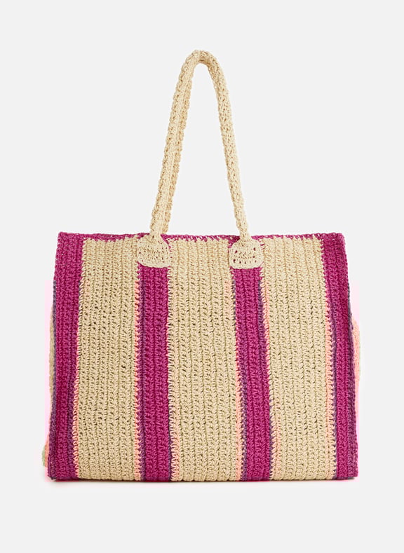 Sac cabas en paille Rose by AU PRINTEMPS PARIS AU PRINTEMPS PARIS Sac cabas en paille Rose