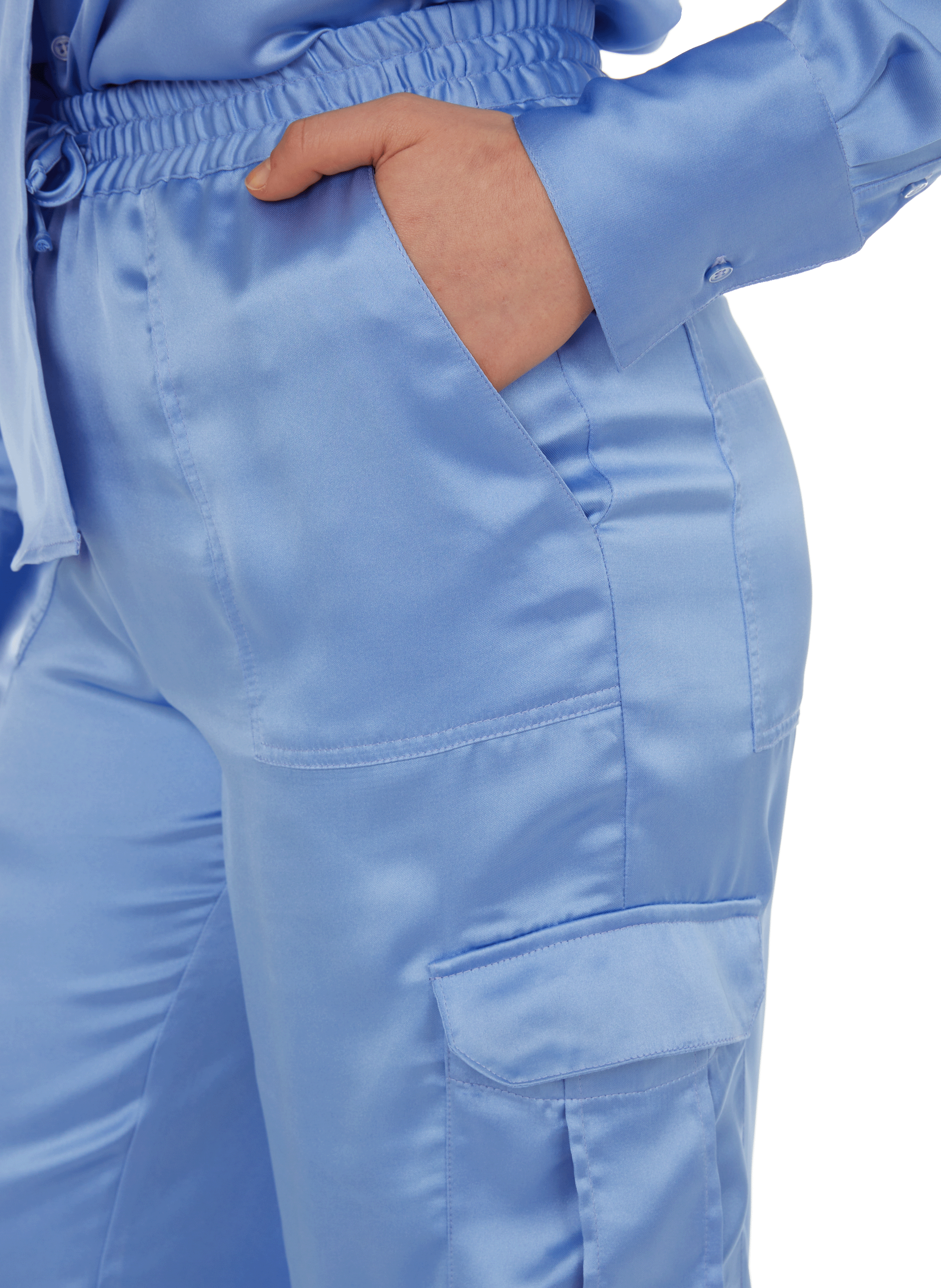 Satin cargo pants SAISON 1865 Blue