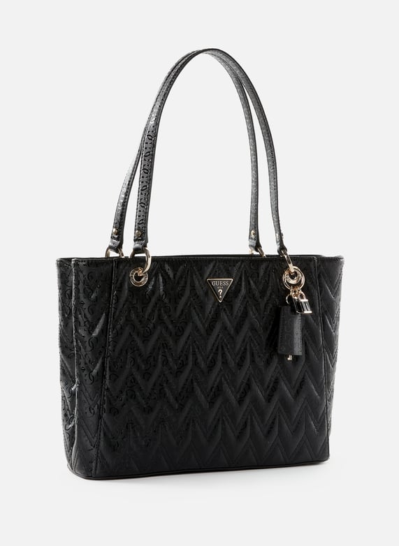 Guess Victoria Black Matelasse reheat Satchel