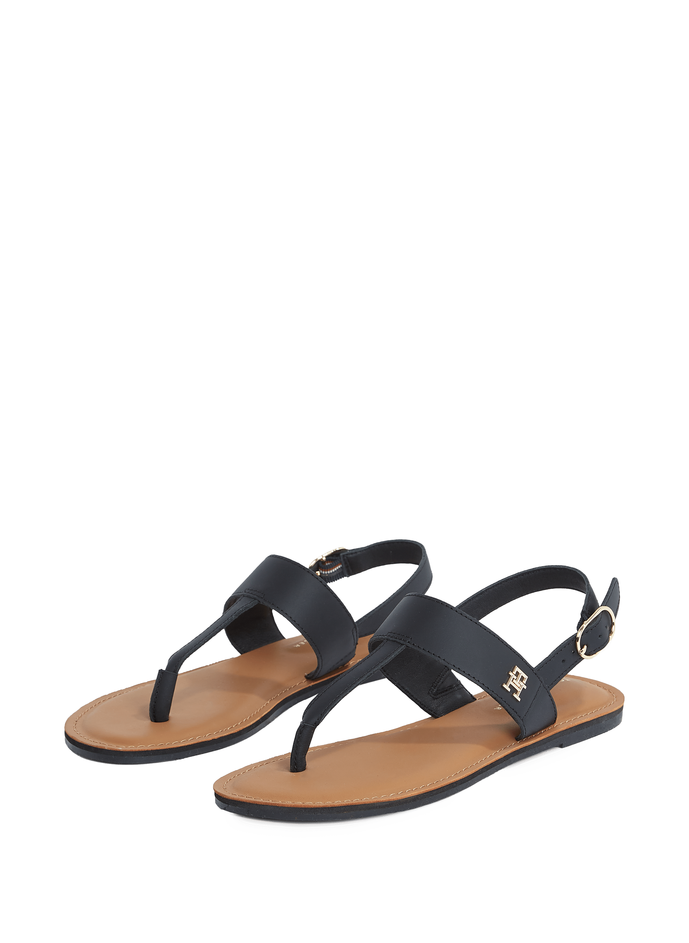 Sandales plates en cuir TOMMY HILFIGER Noir