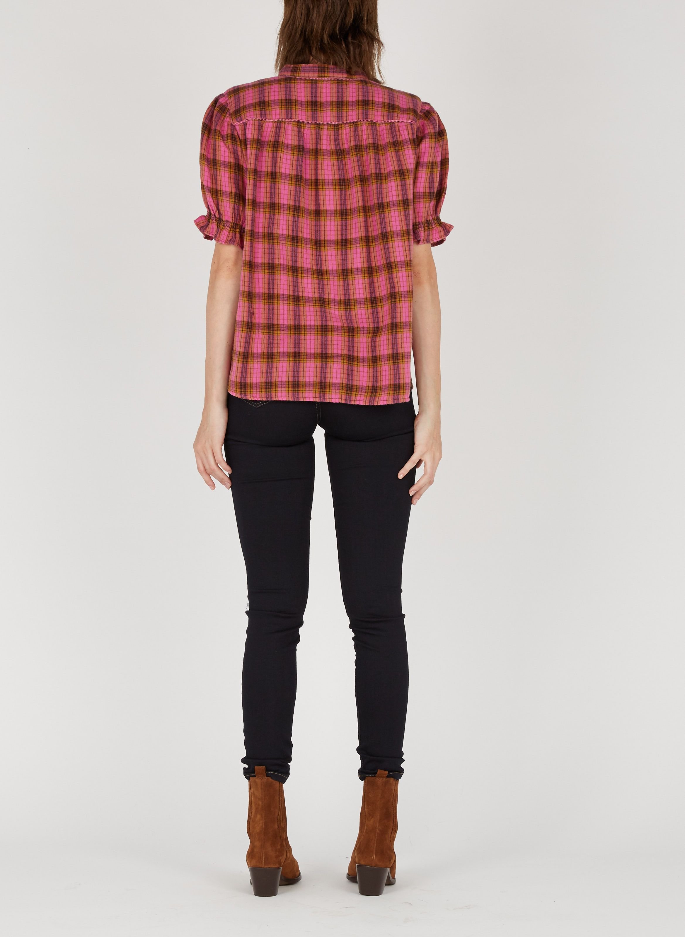 Bottines western talons mi-hauts en cuir velours birman JONAK Marron