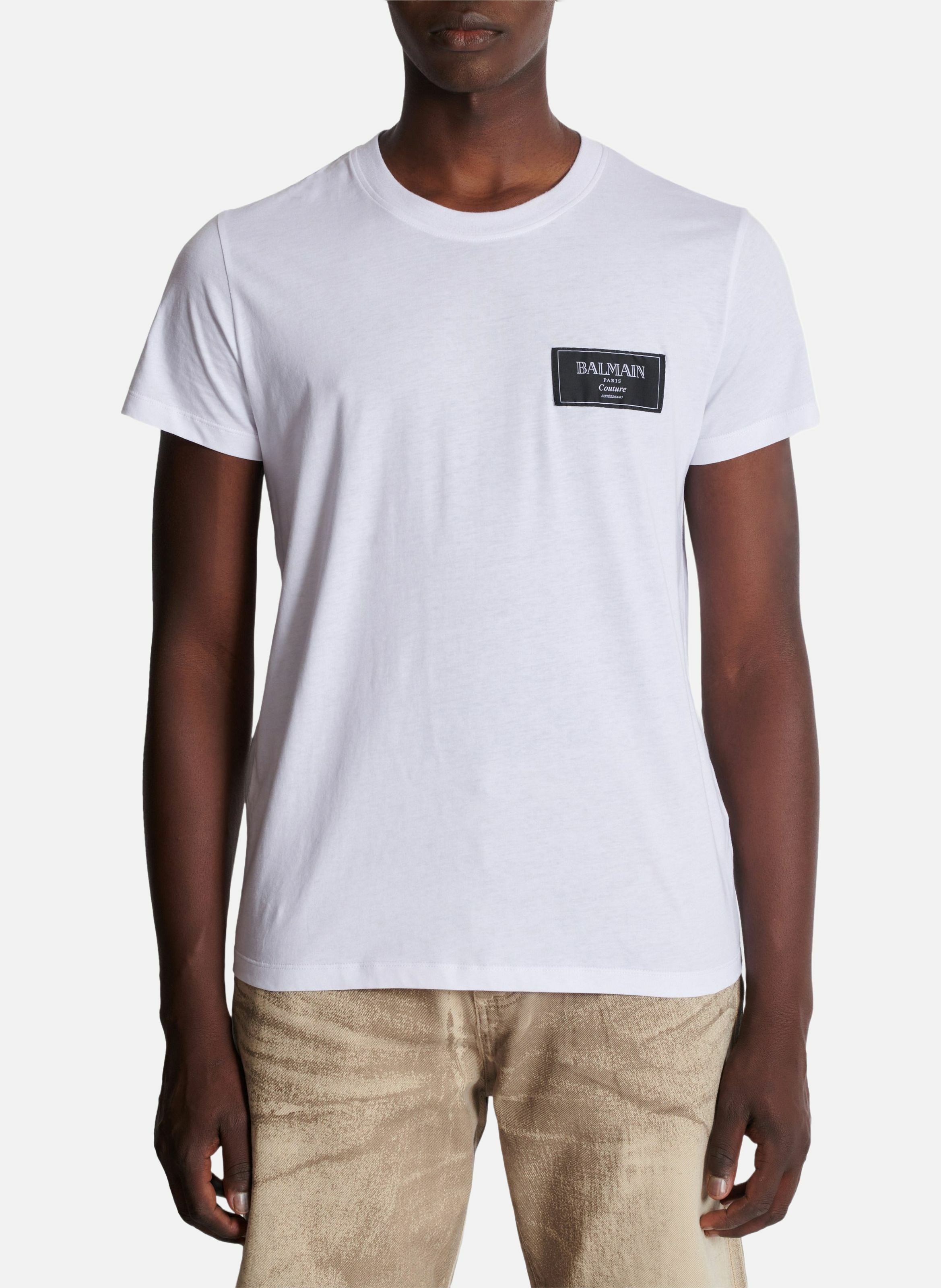 T-shirt à étiquette balmain couture BALMAIN Blanc
