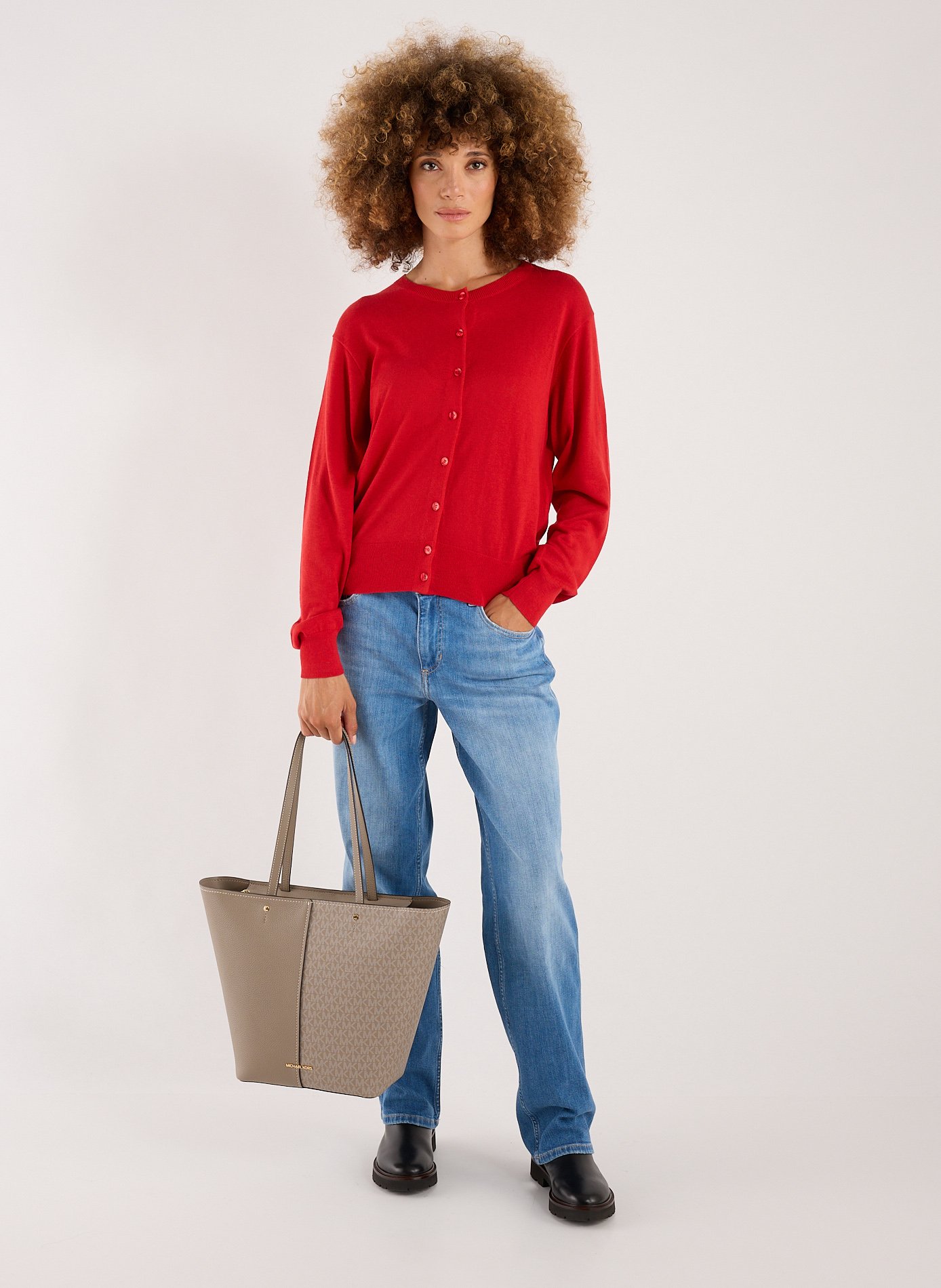 Grand cabas Flora en cuir à logo Signature MICHAEL KORS Beige