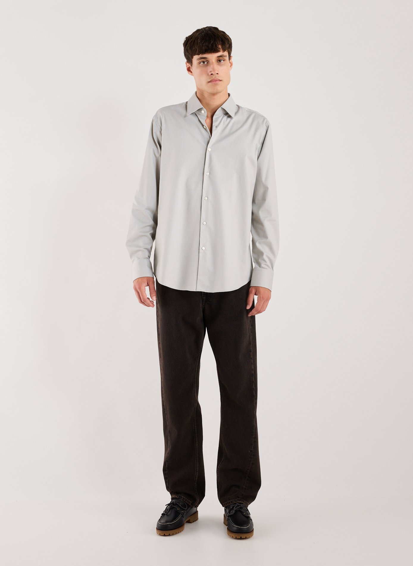 Chemise droite jacquard en coton mélangé BOSS Vert