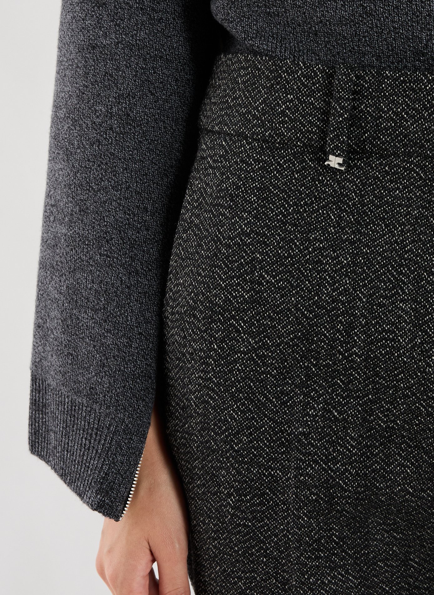 Boot-cut wool woven trousers COURRÈGES Black