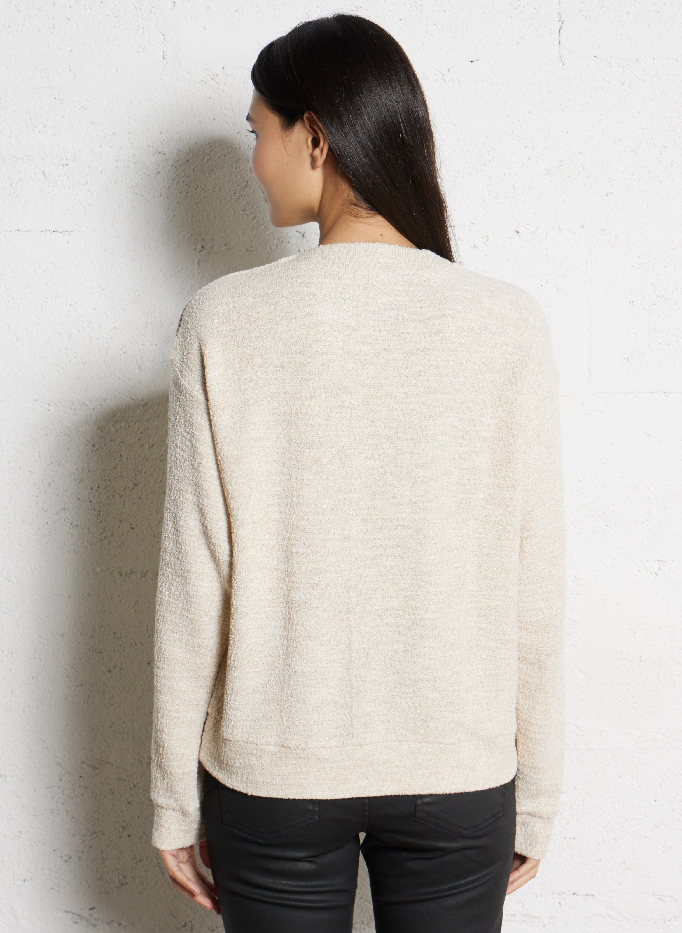 Pull col rond en coton mélangé IKKS Blanc