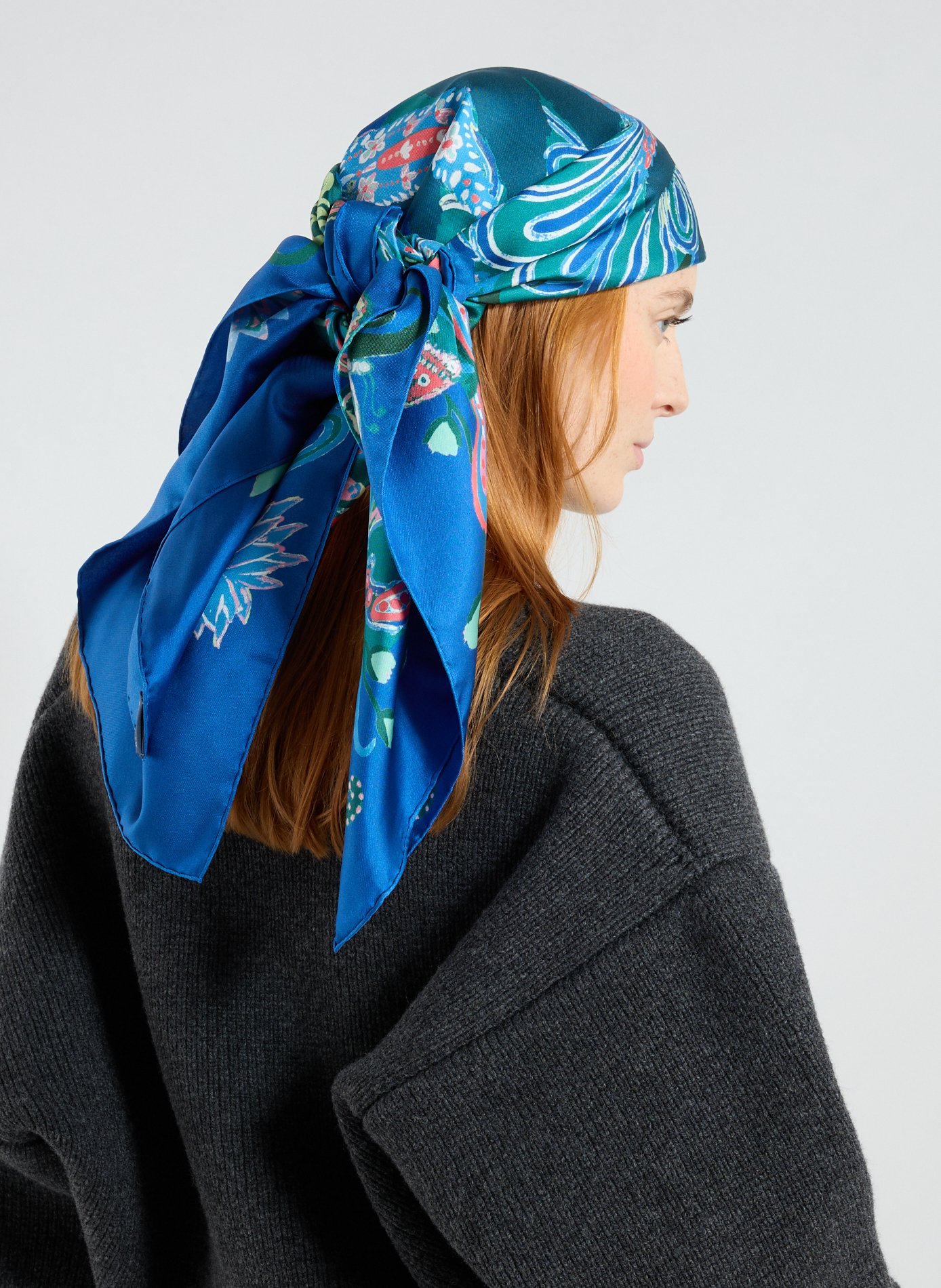 Foulard Fanny en soie  PETRUSSE Bleu