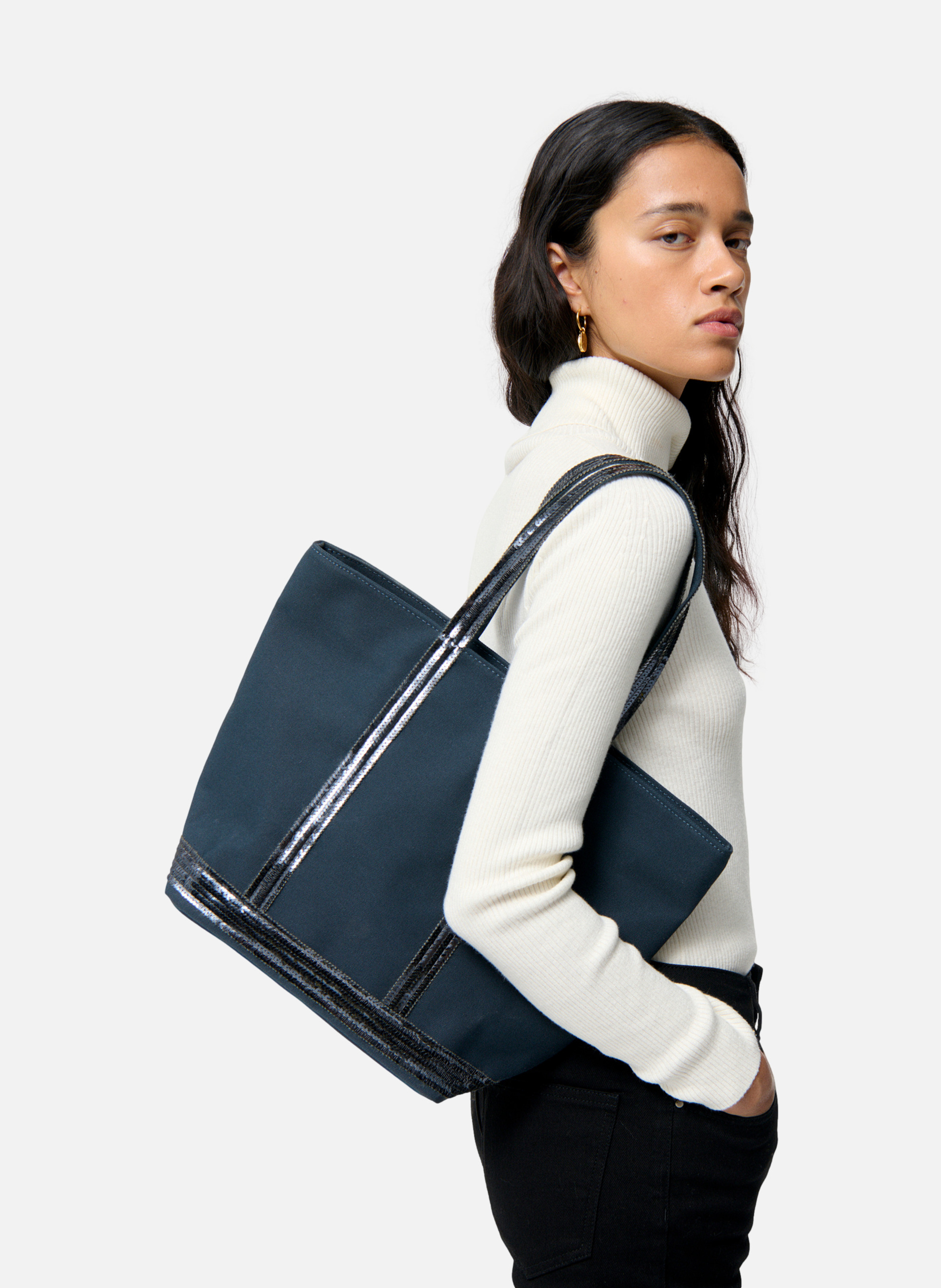 Cabas m zippé en toile VANESSA BRUNO Bleu