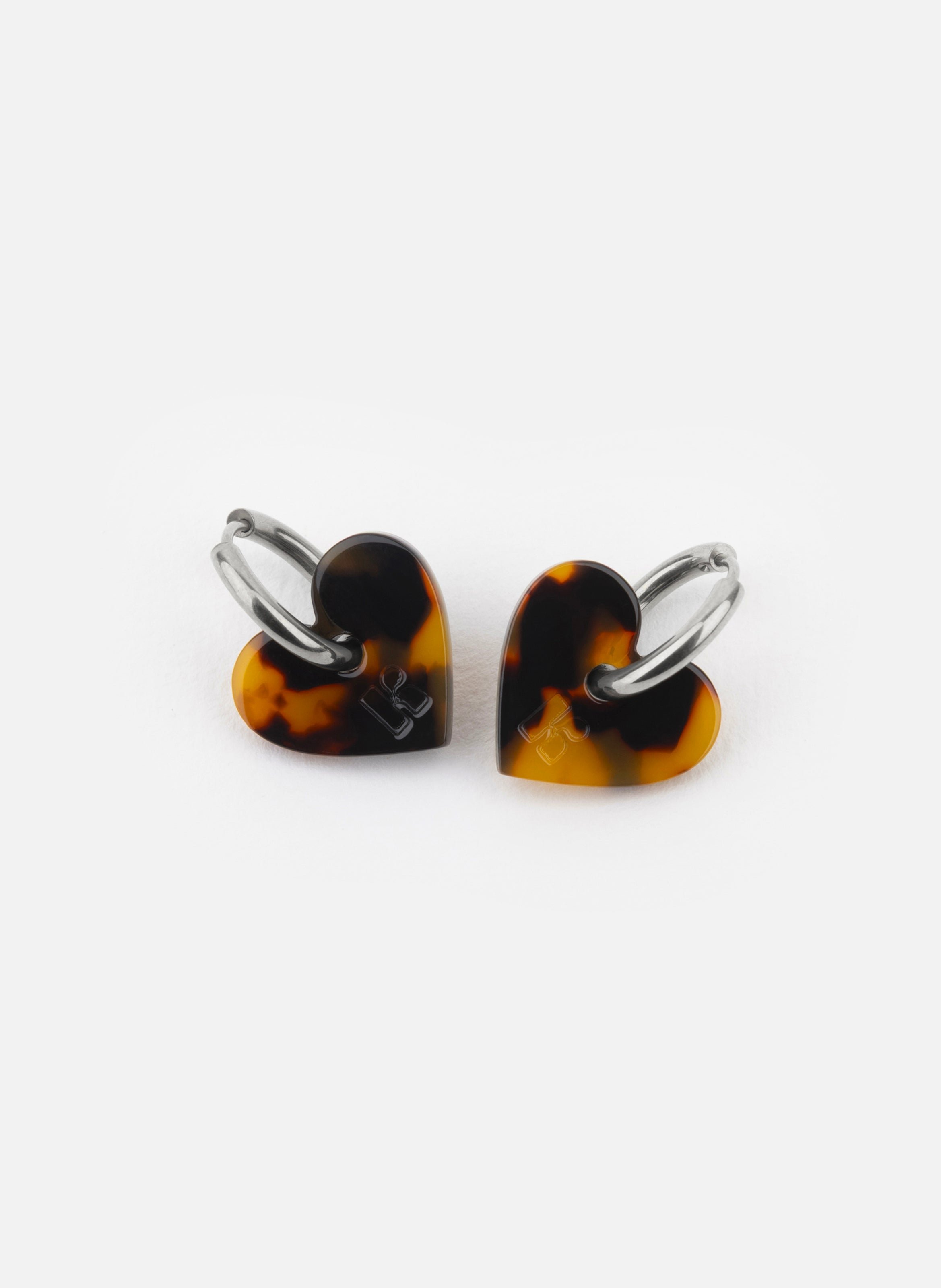 Boucles d'oreilles lova lova avec anneaux en acier inoxydable argenté KURAGE GINZA Marron