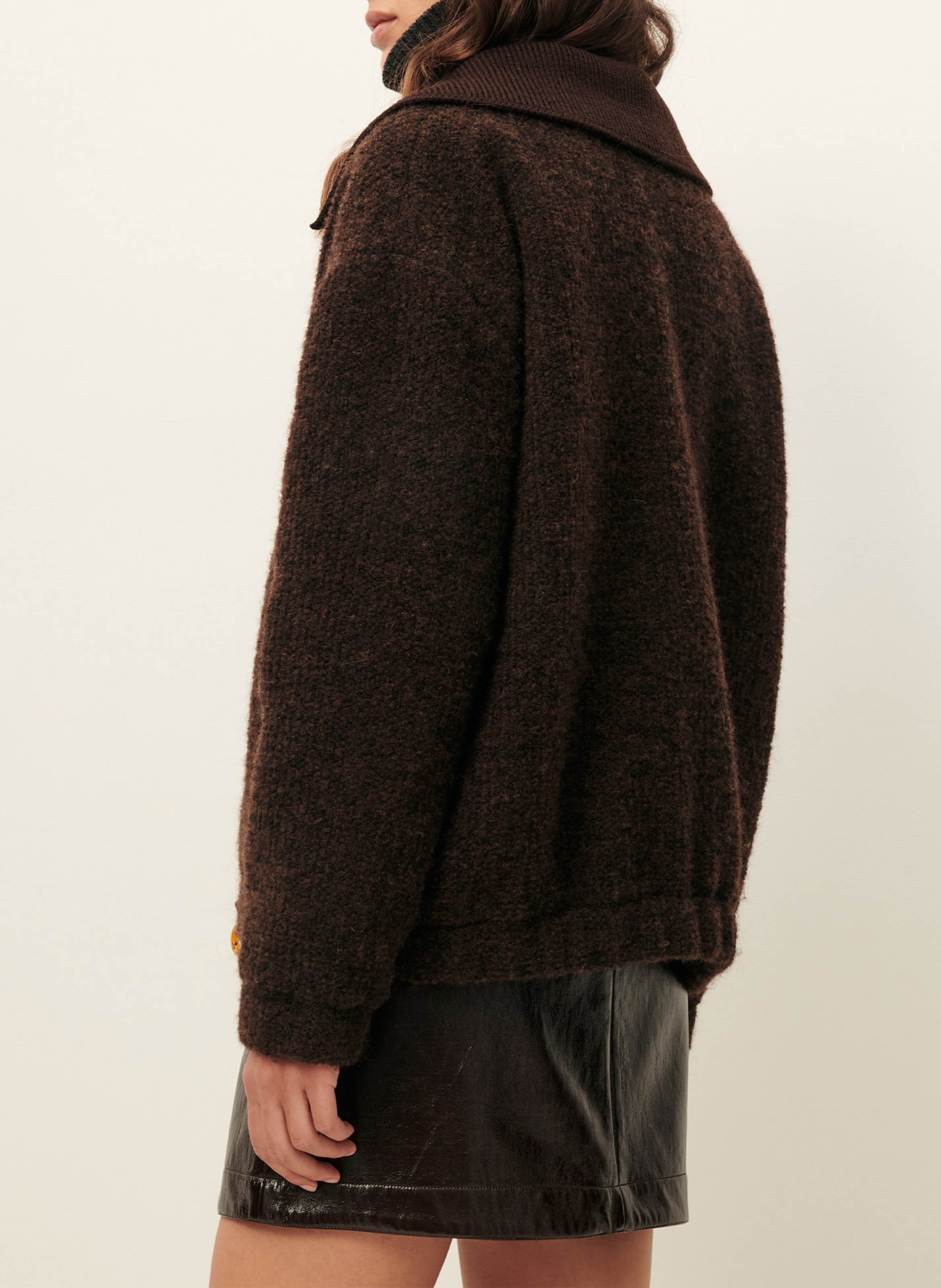 Veste en maille oversize col classique heavenly SESSUN Marron