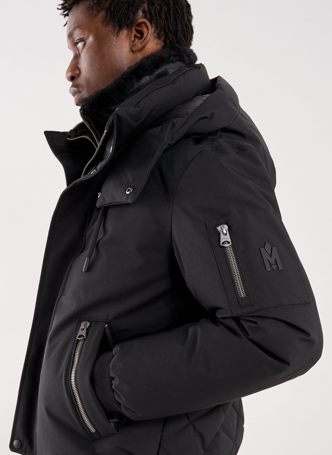 Blouson d'aviateur Iker 2-en-1 avec plastron de rason amovible MACKAGE Noir