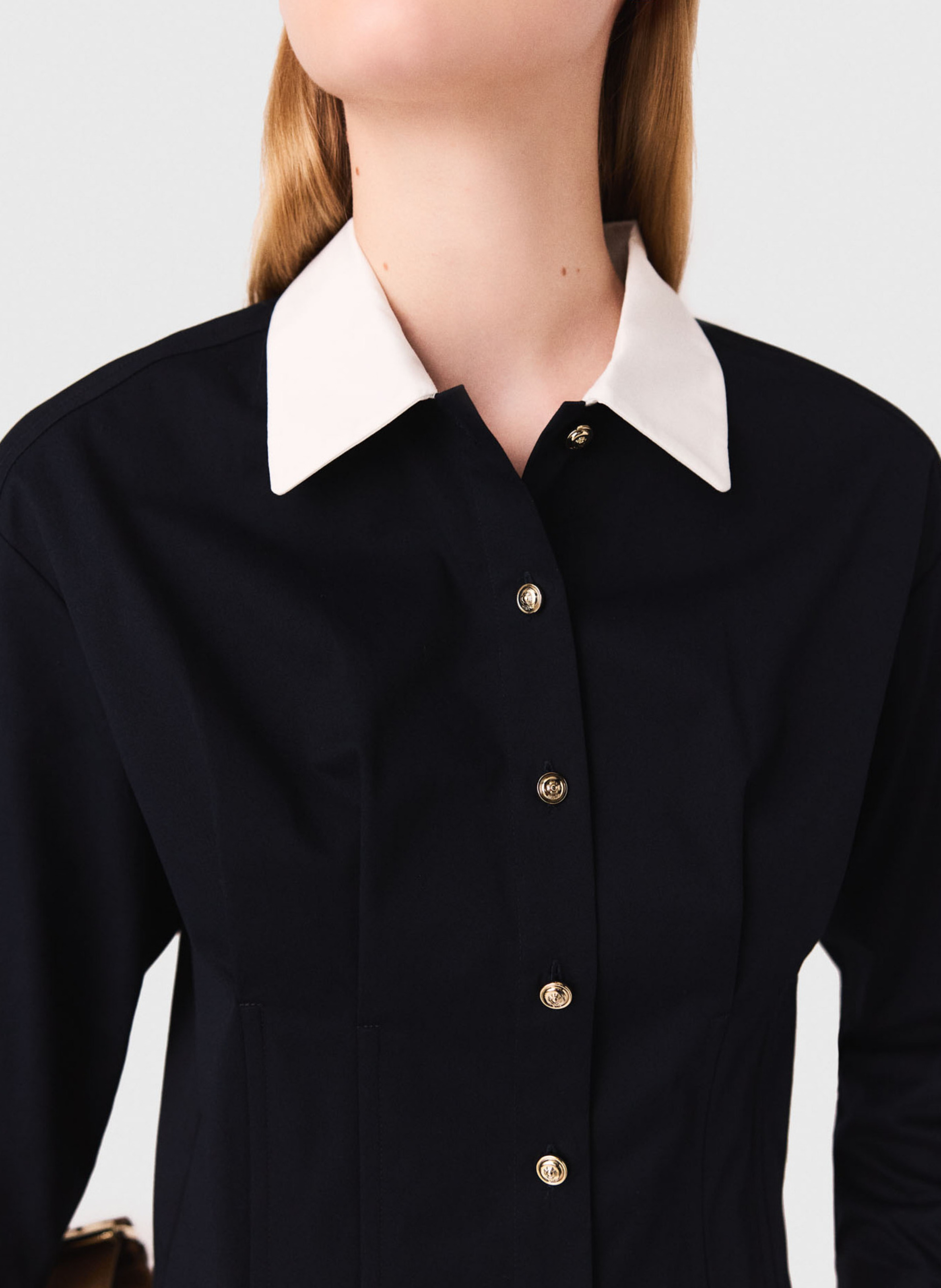 Chemise col classique en coton mélangé MAJE Bleu