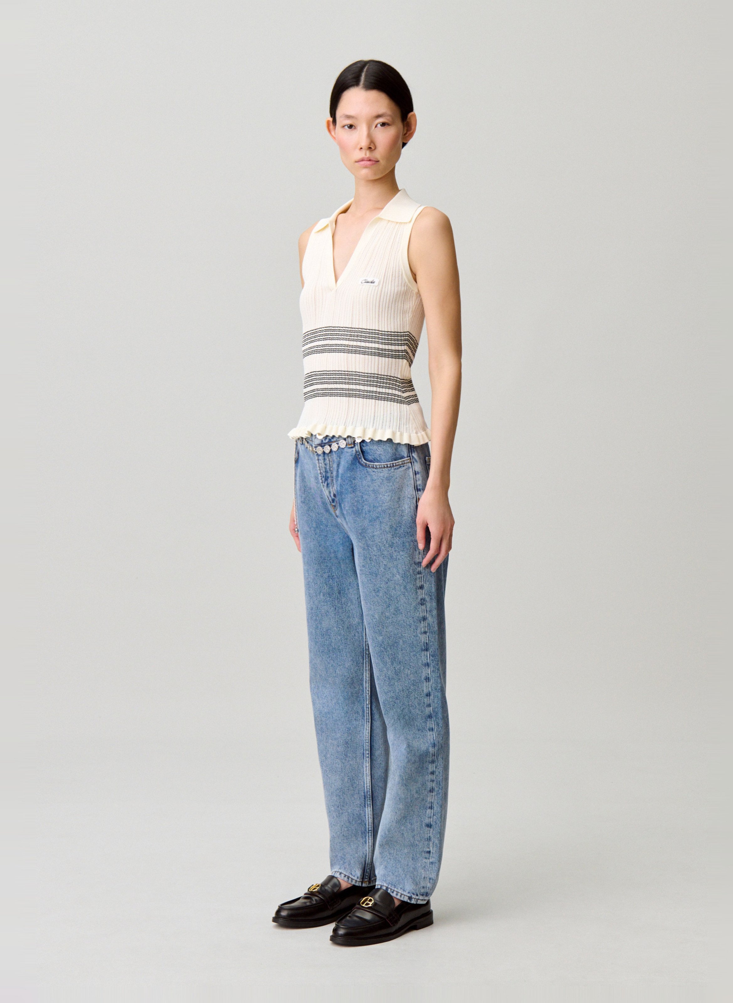 Top moulant côtelé col v CLAUDIE PIERLOT Multicolore