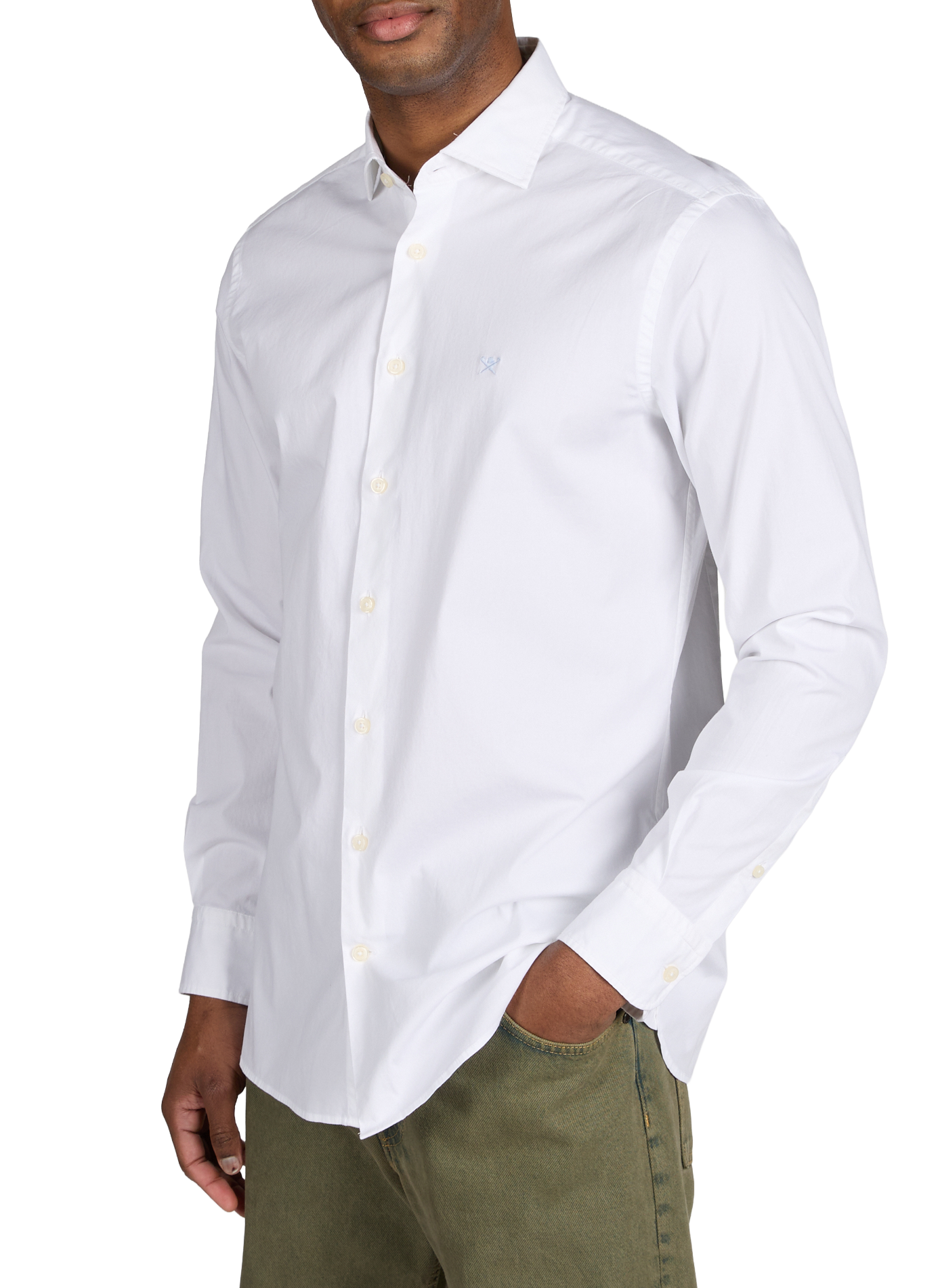 Chemise unie col classique en coton HACKETT Blanc