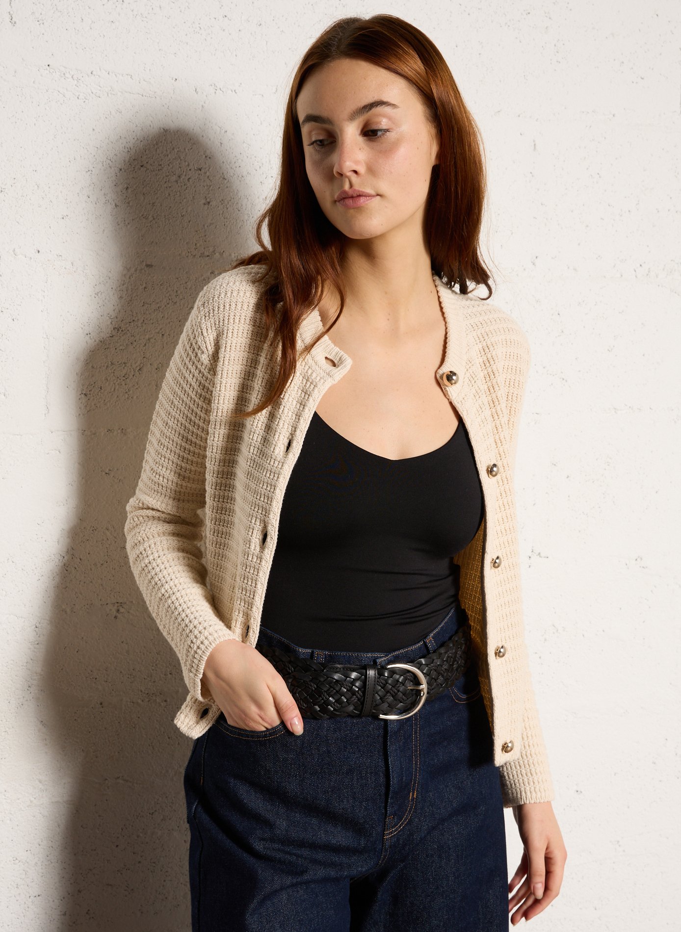 Ceinture en cuir tressé elie MAISON 123 Noir