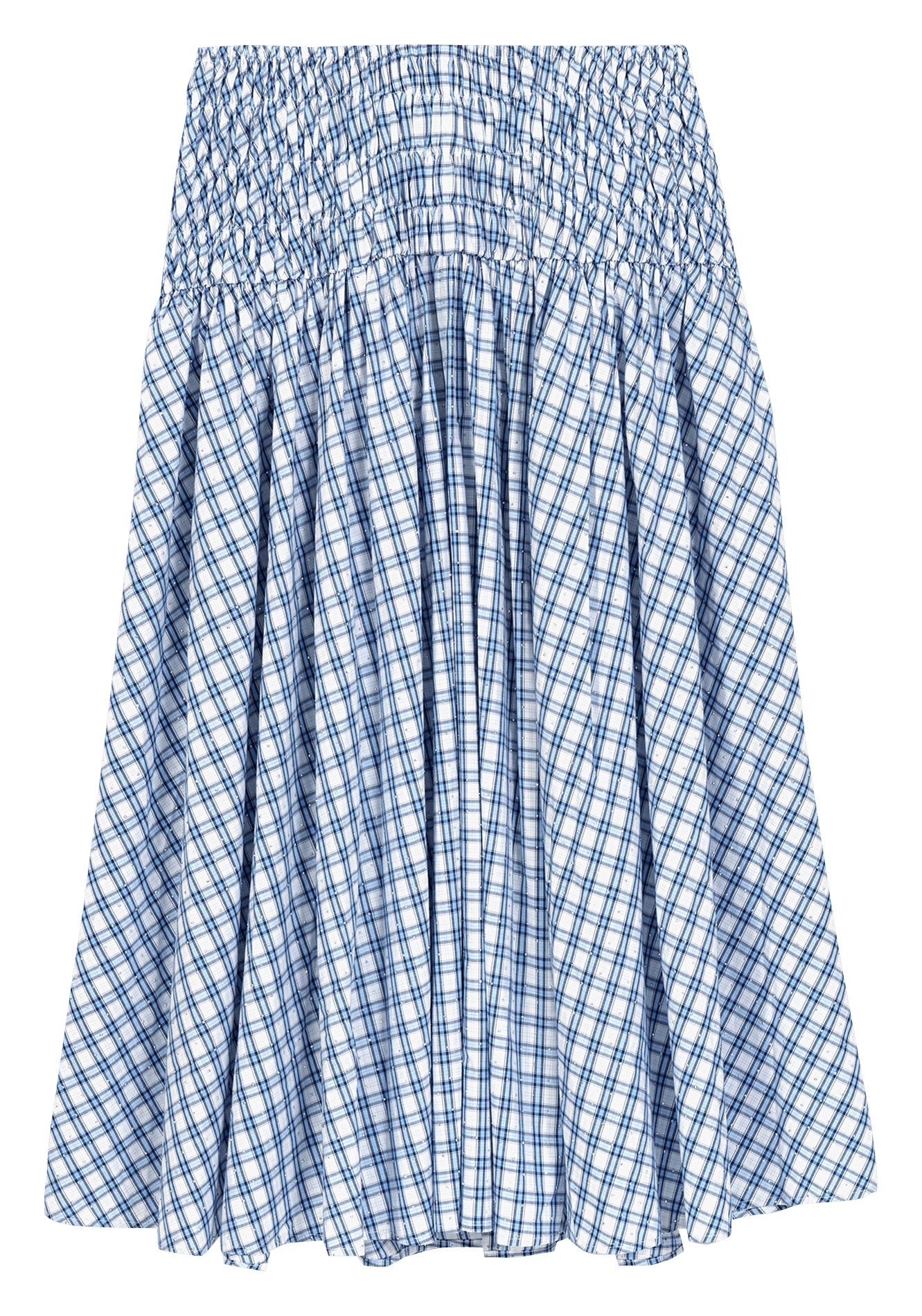 Jupe longue évasée à carreaux en coton MAJE Bleu