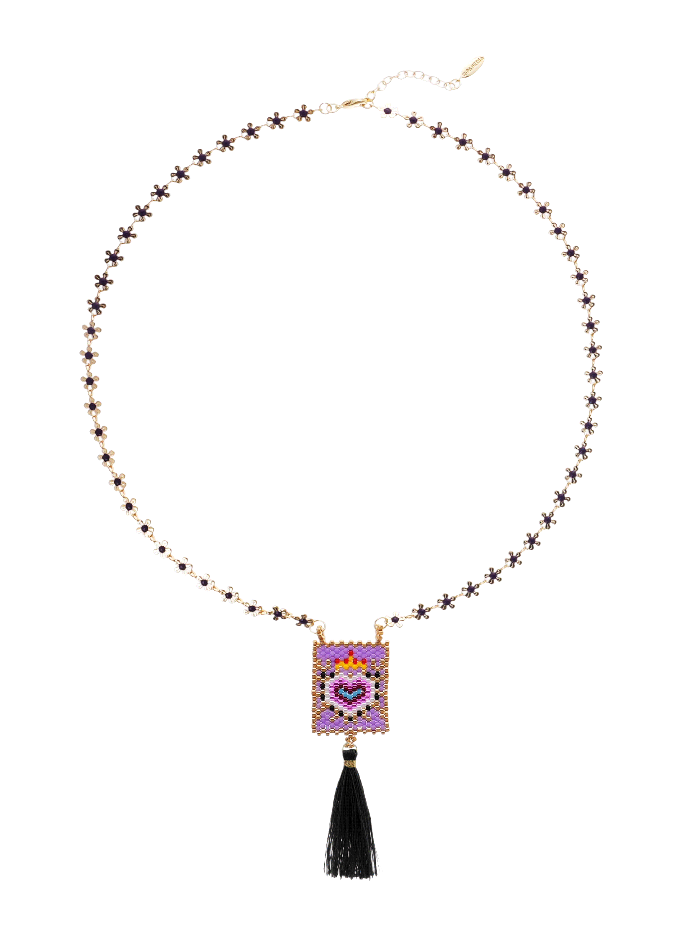 Collier sautoir avec pendentif en perles et pompon bonito HIPANEMA Noir