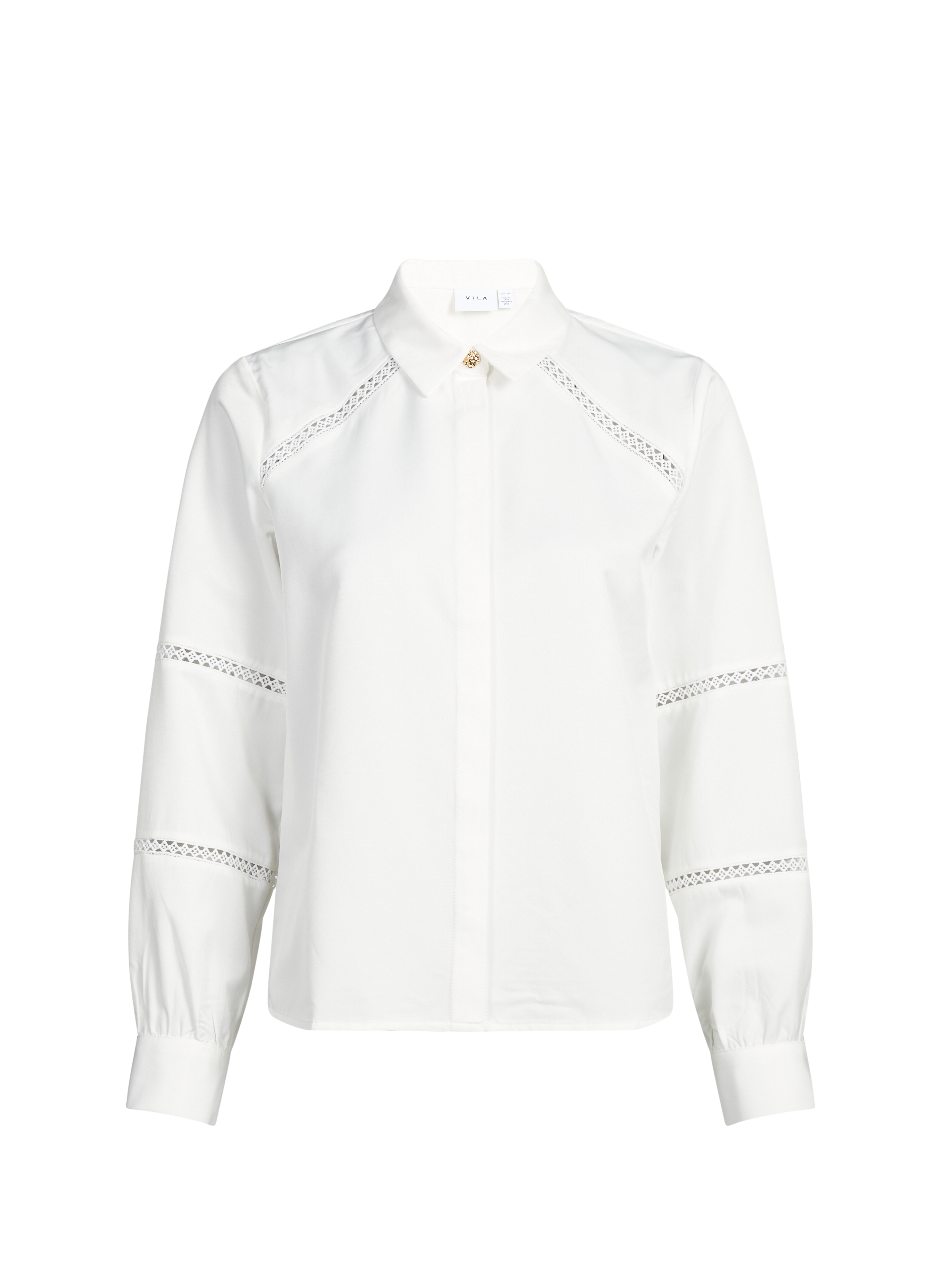 Vigry straight blouse with embroidery VILA Beige