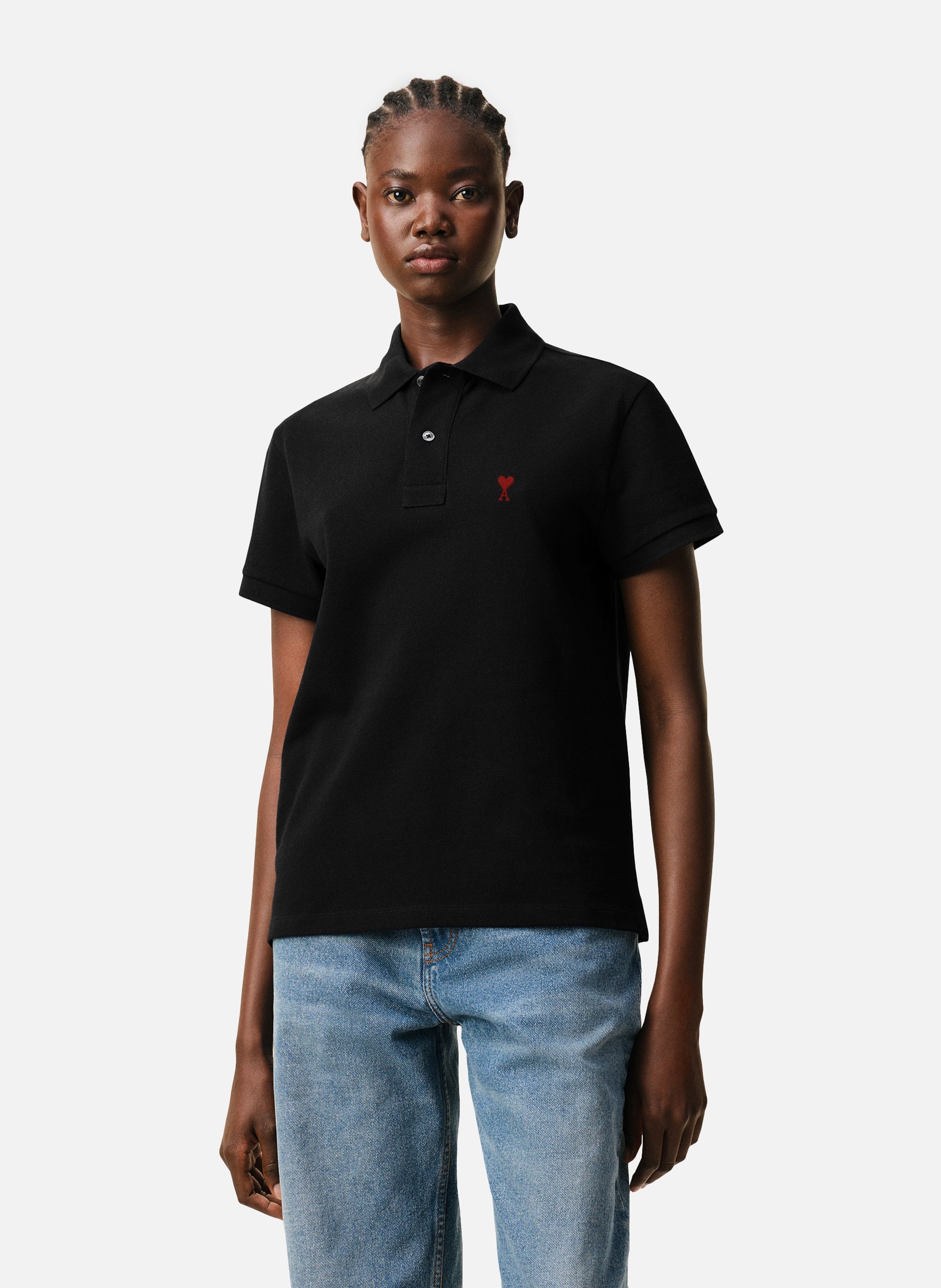 Polo Ami de Coeur unisexe Noir