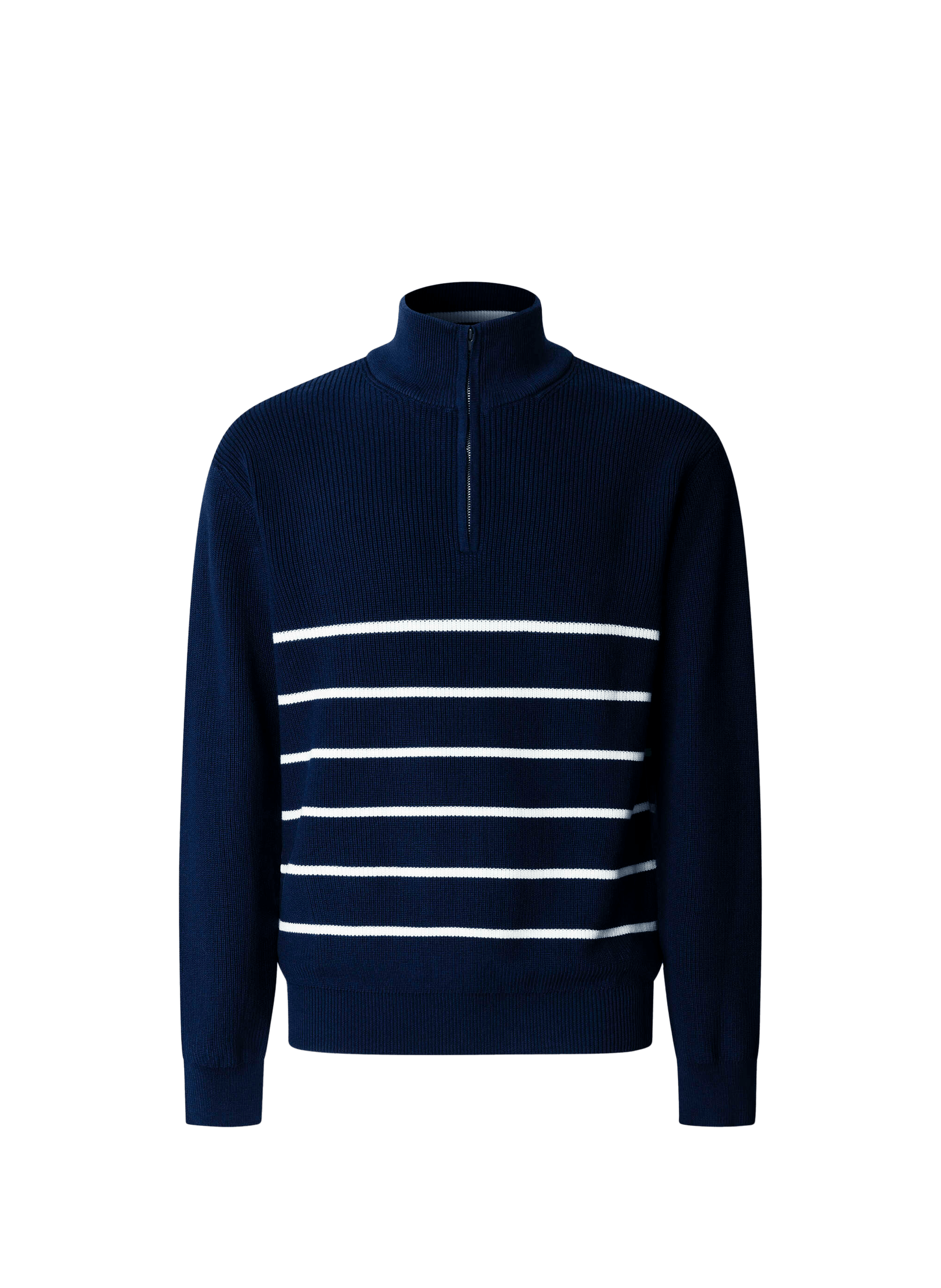 Striped cotton sweater with zip collar FACONNABLE Blue