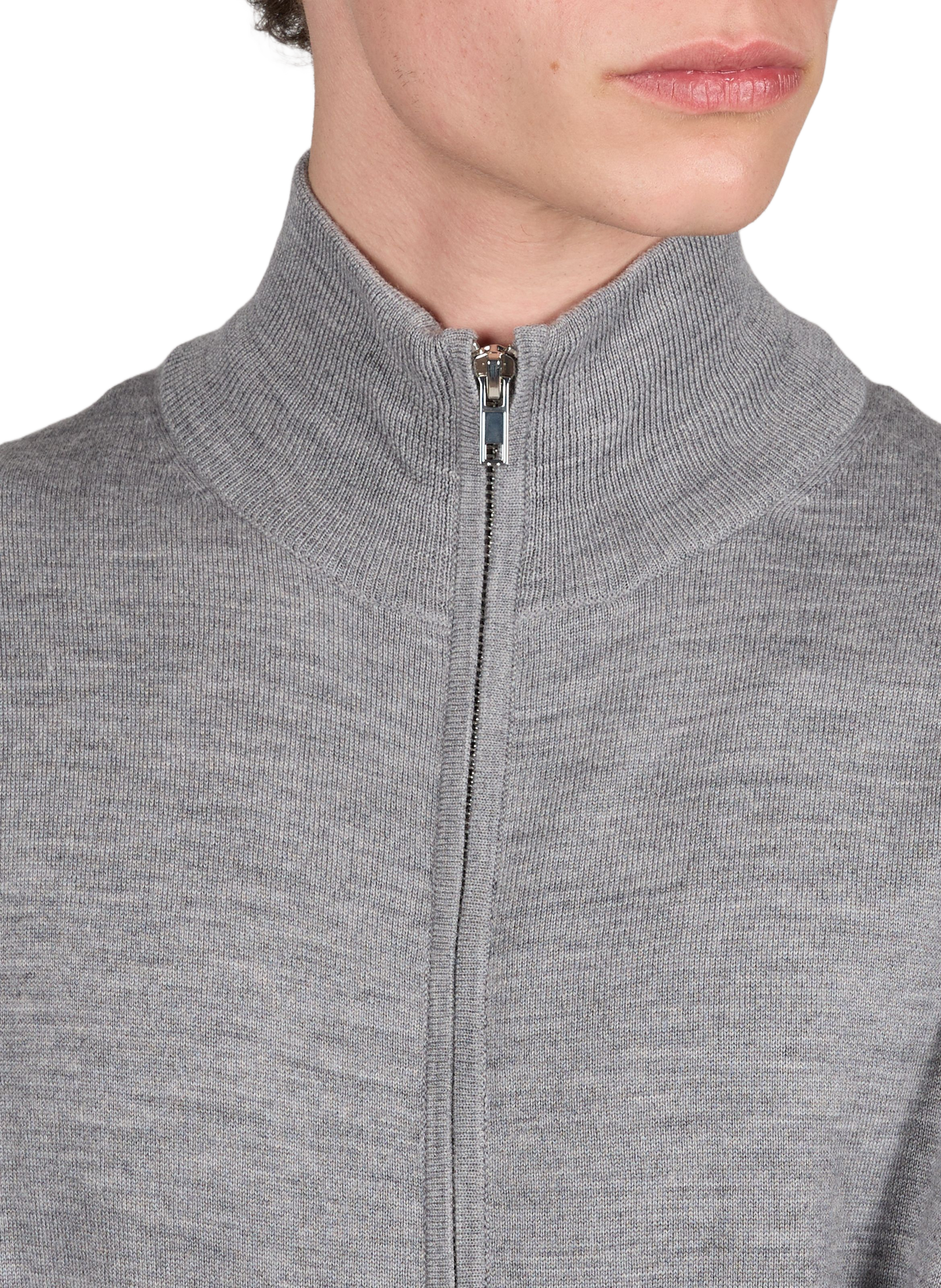 Cardigan à col montant en laine mérinos AU PRINTEMPS PARIS Gris