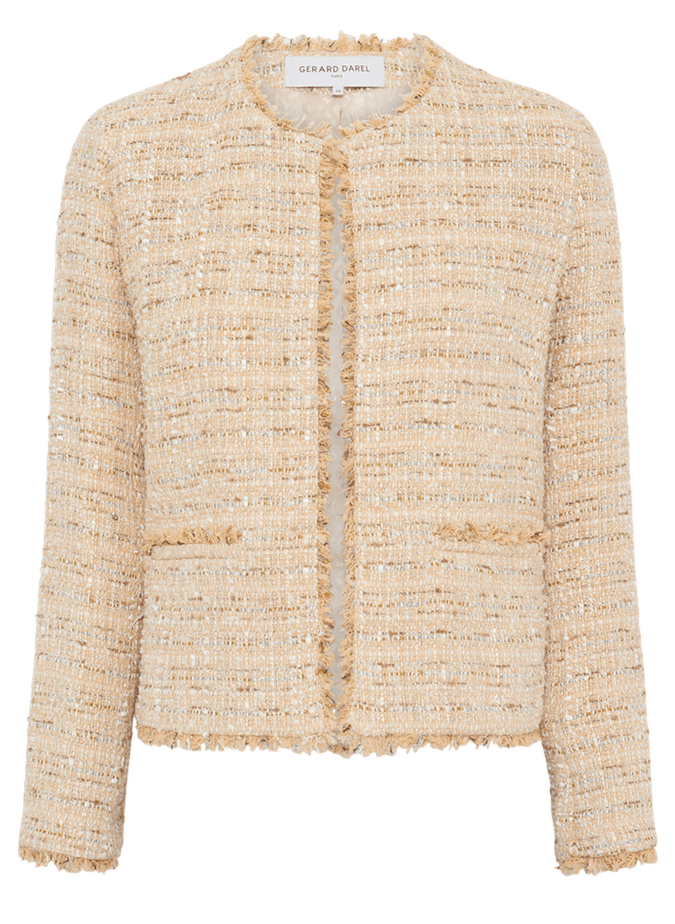 Veste sans col en tweed et lurex - talea GERARD DAREL Beige