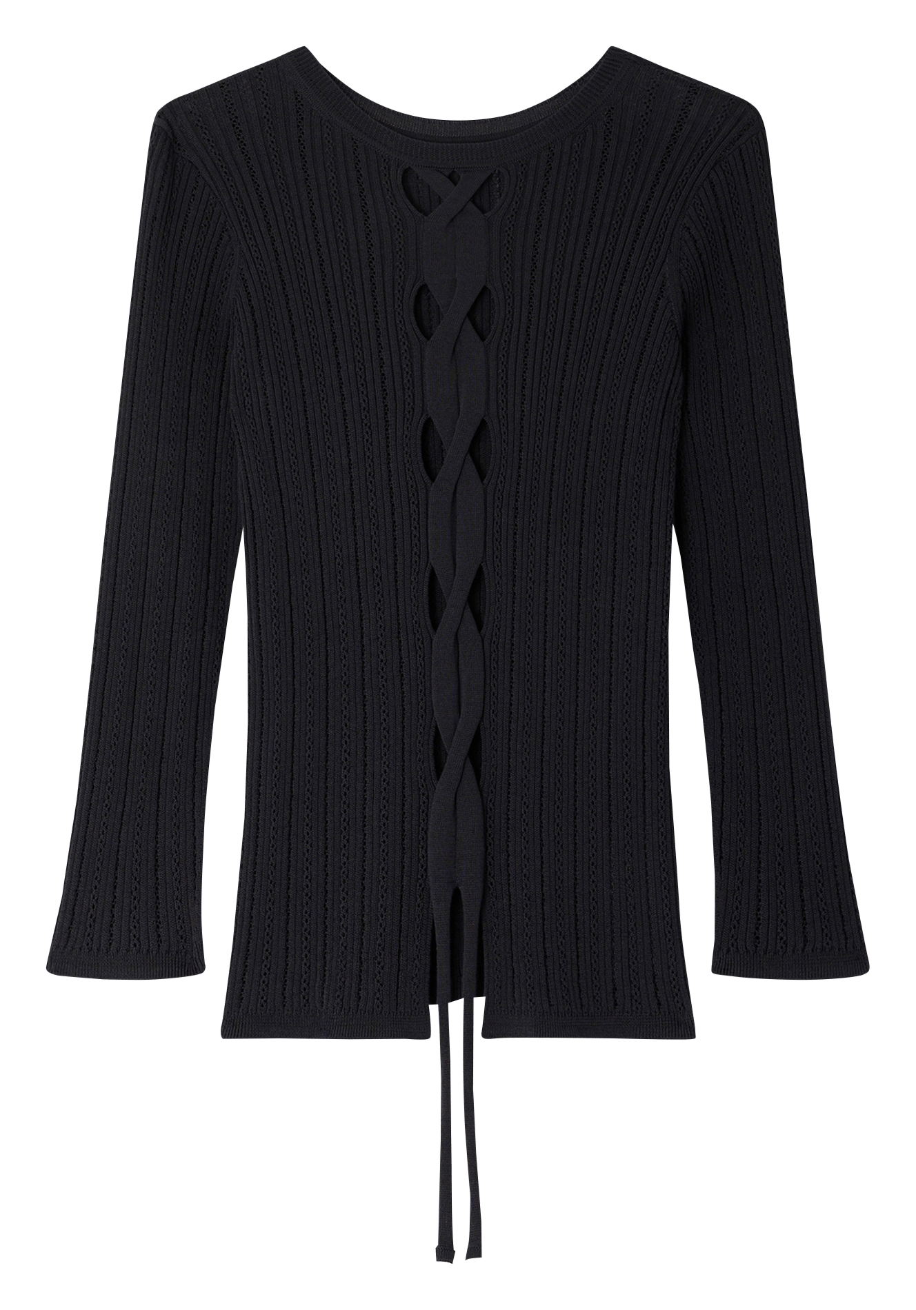 Pull manches 3/4 tricoté à découpes en coton alencar SESSUN Vert