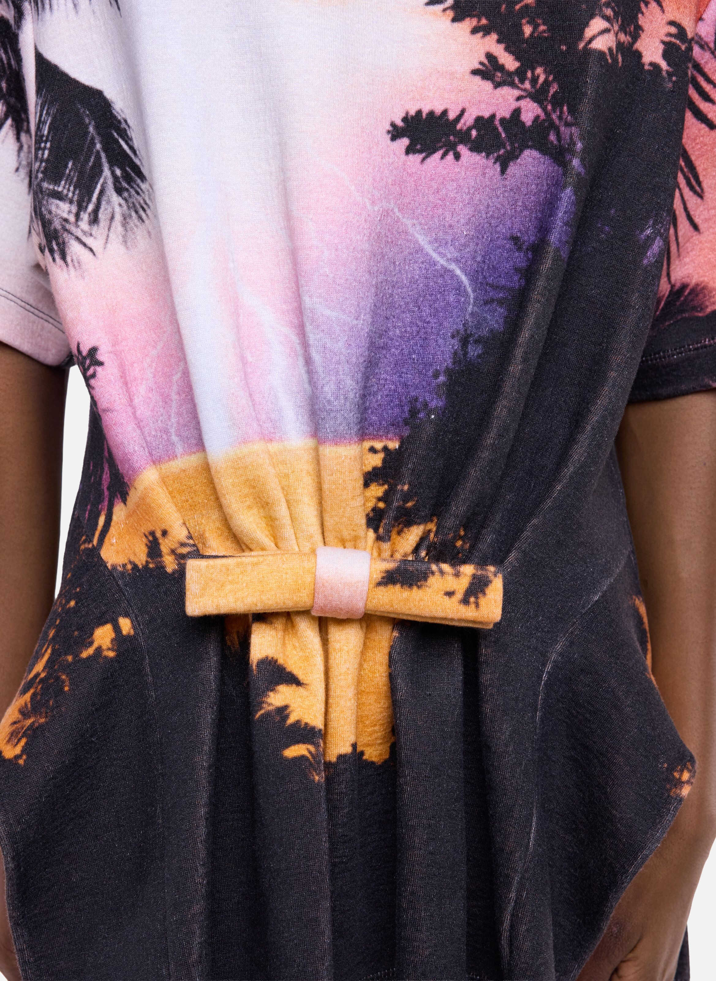 T-shirt structuré en coton imprimé orage RABANNE Orange