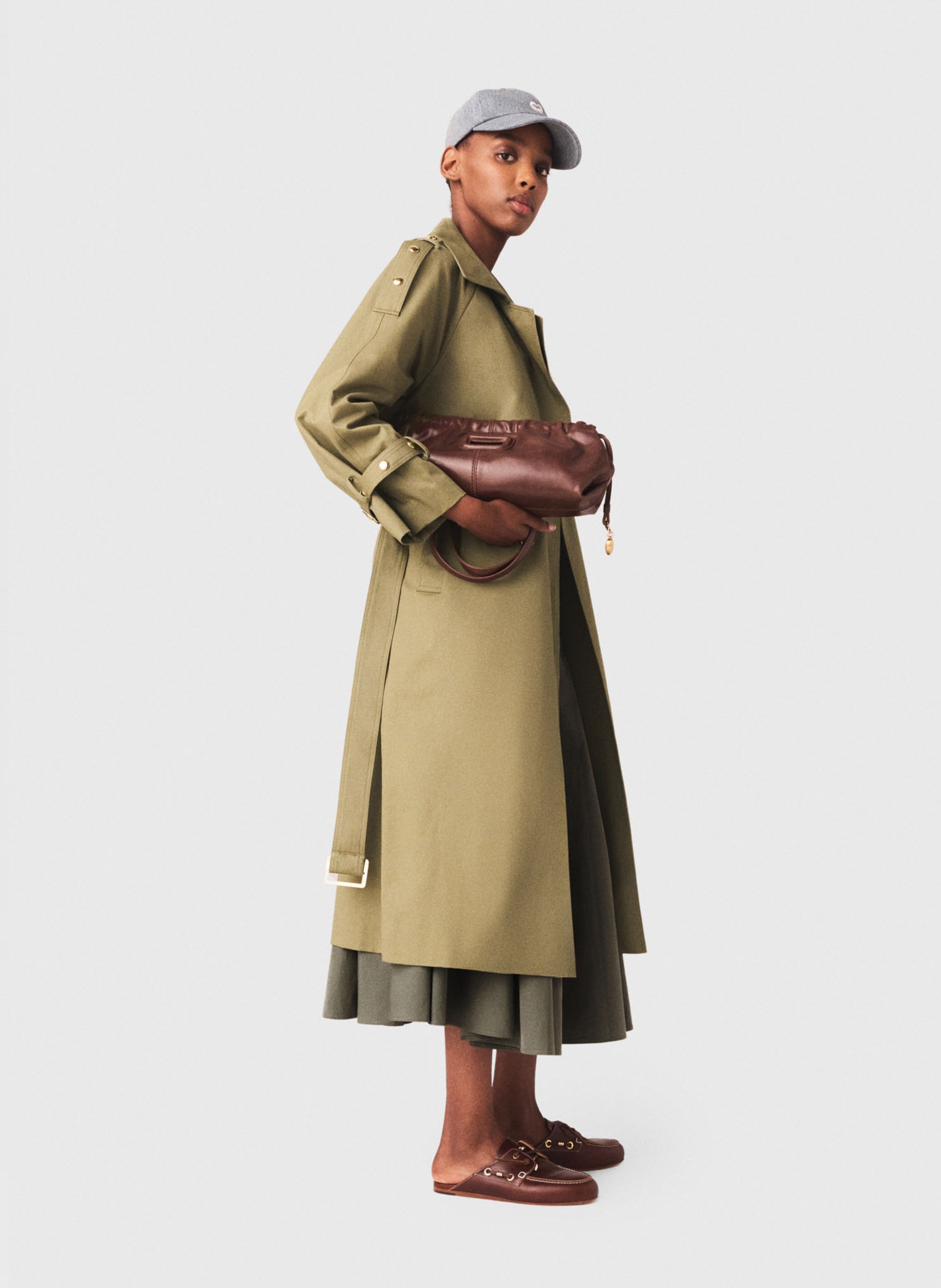 Trench cintrée en coton MAJE Kaki