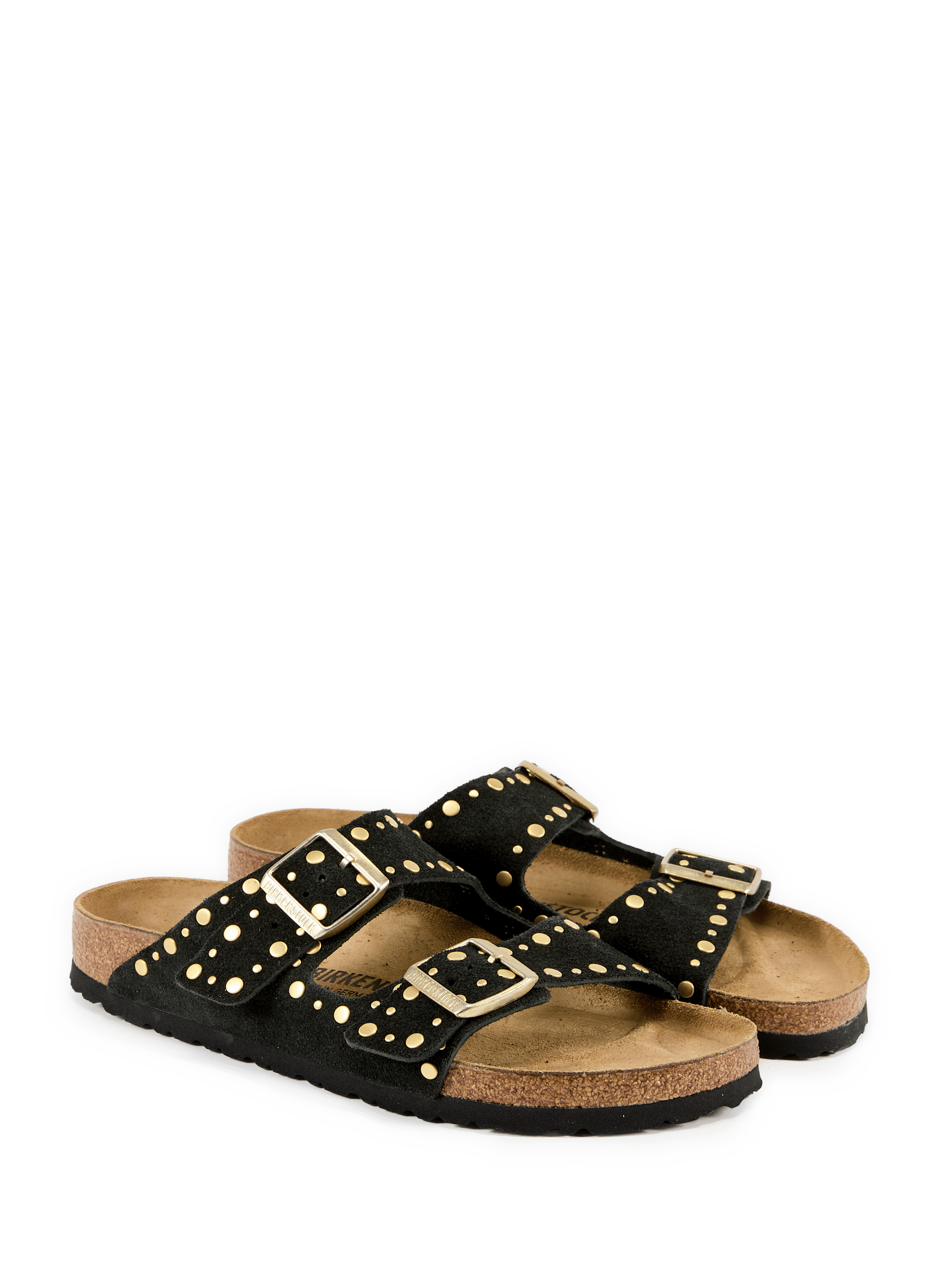 Platte muiltjes Arizona met studs in leer BIRKENSTOCK Zwart
