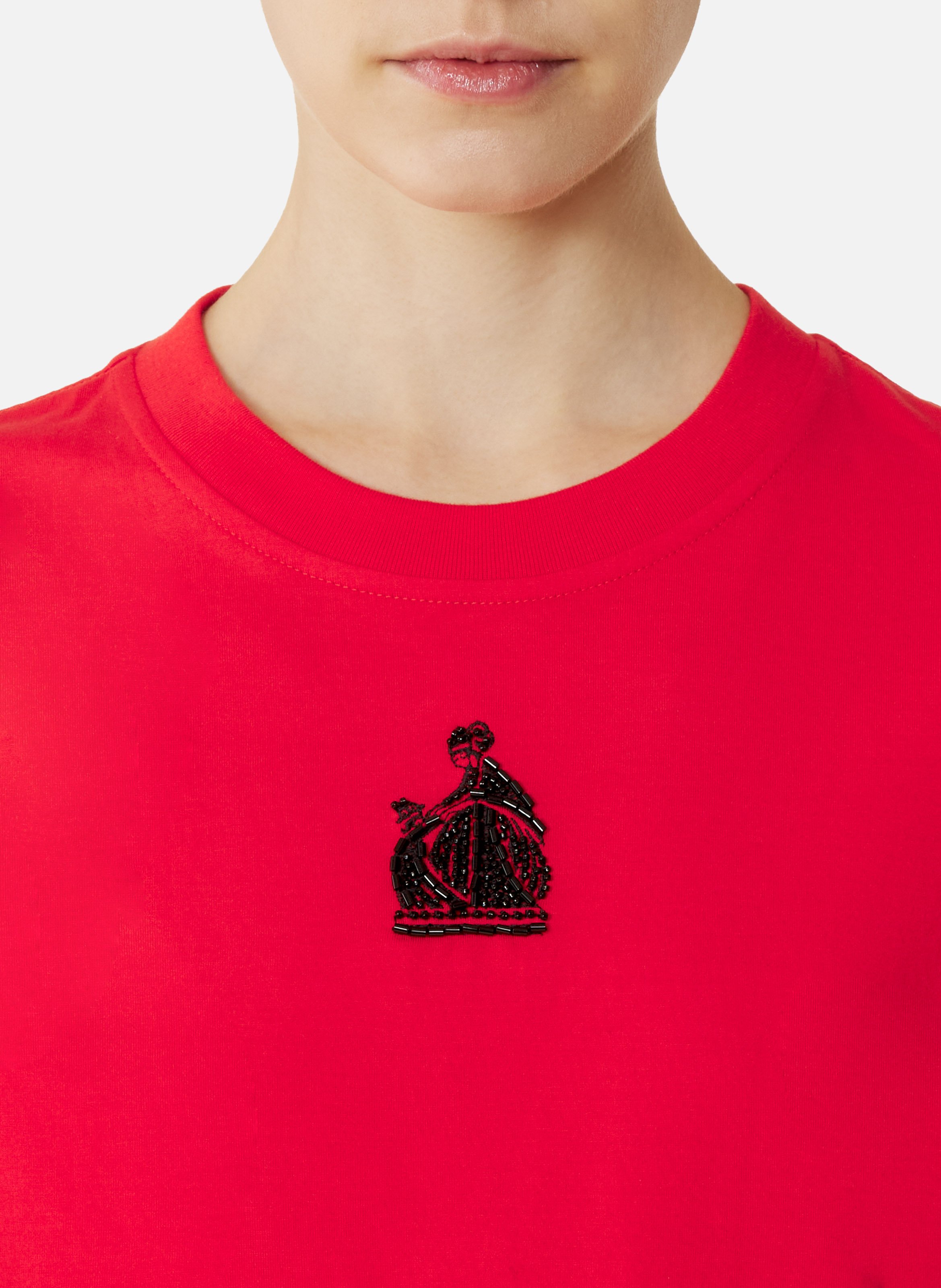 T-shirt brodé la mère et l'enfant en jersey LANVIN Rouge