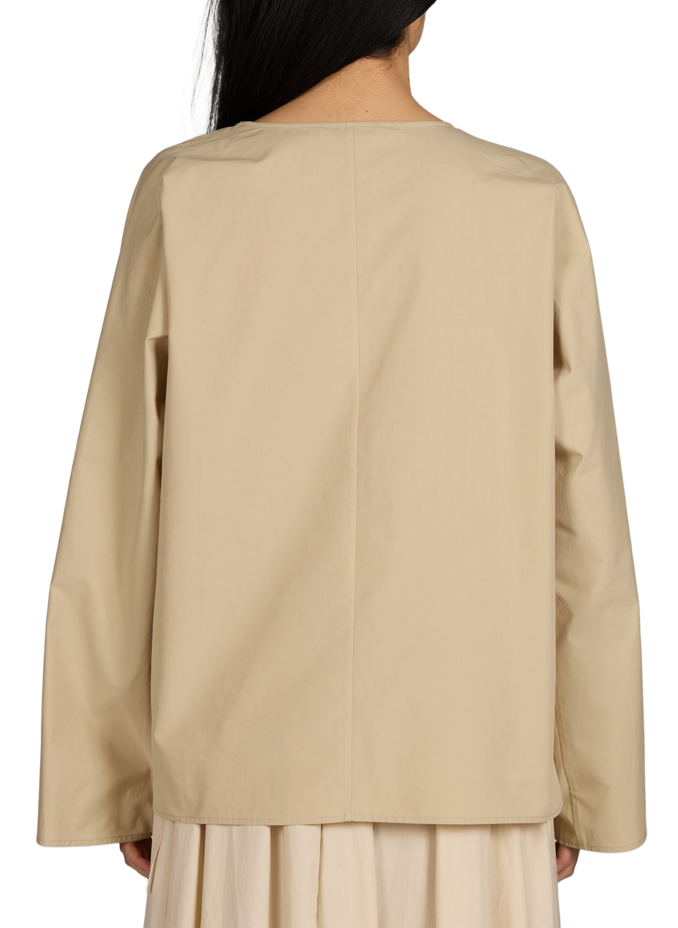 Oversized top with long sleeves in blended cotton and linen VIKTORIA CHAN Beige