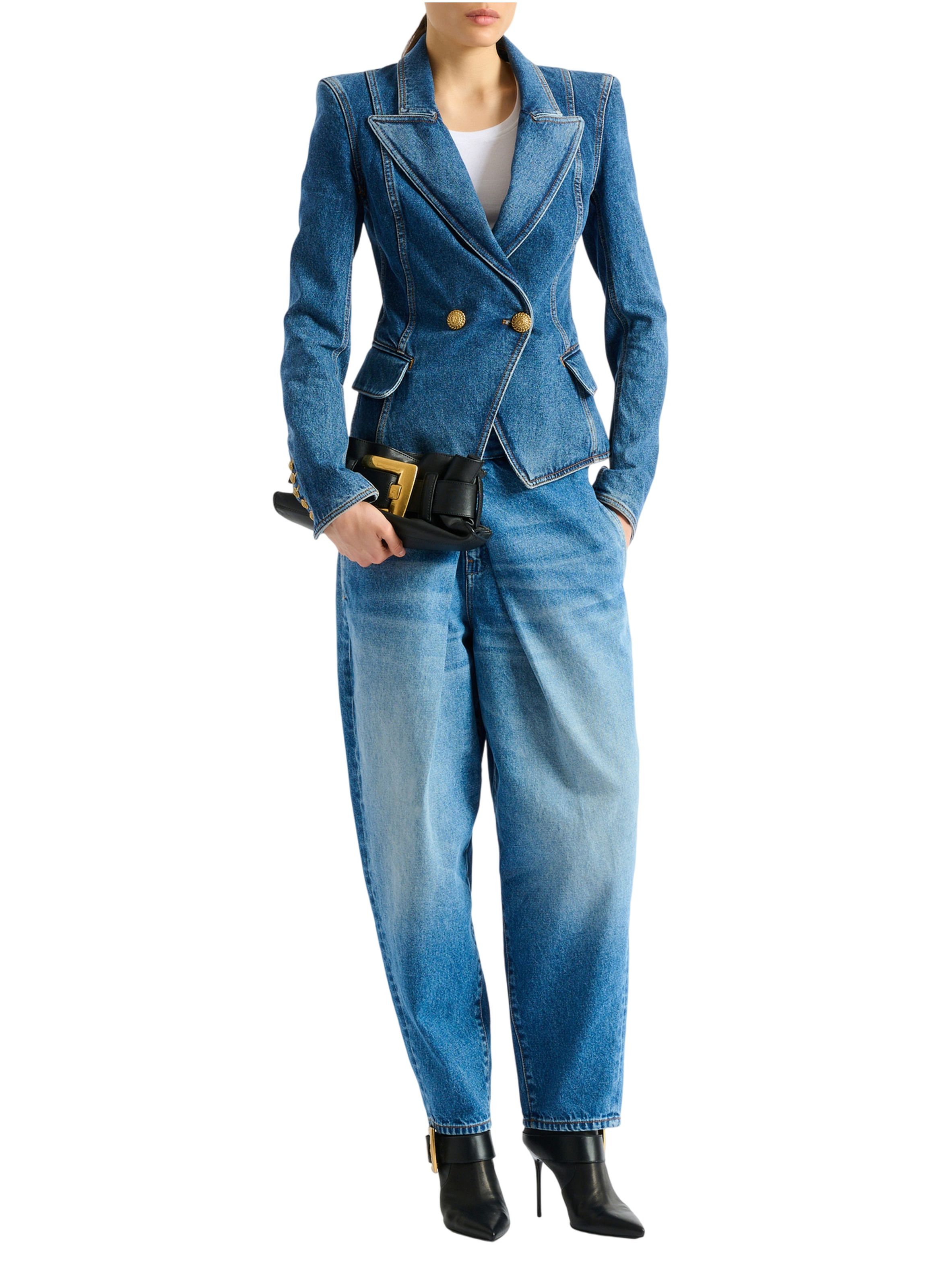 Veste 2 boutons en denim BALMAIN Bleu
