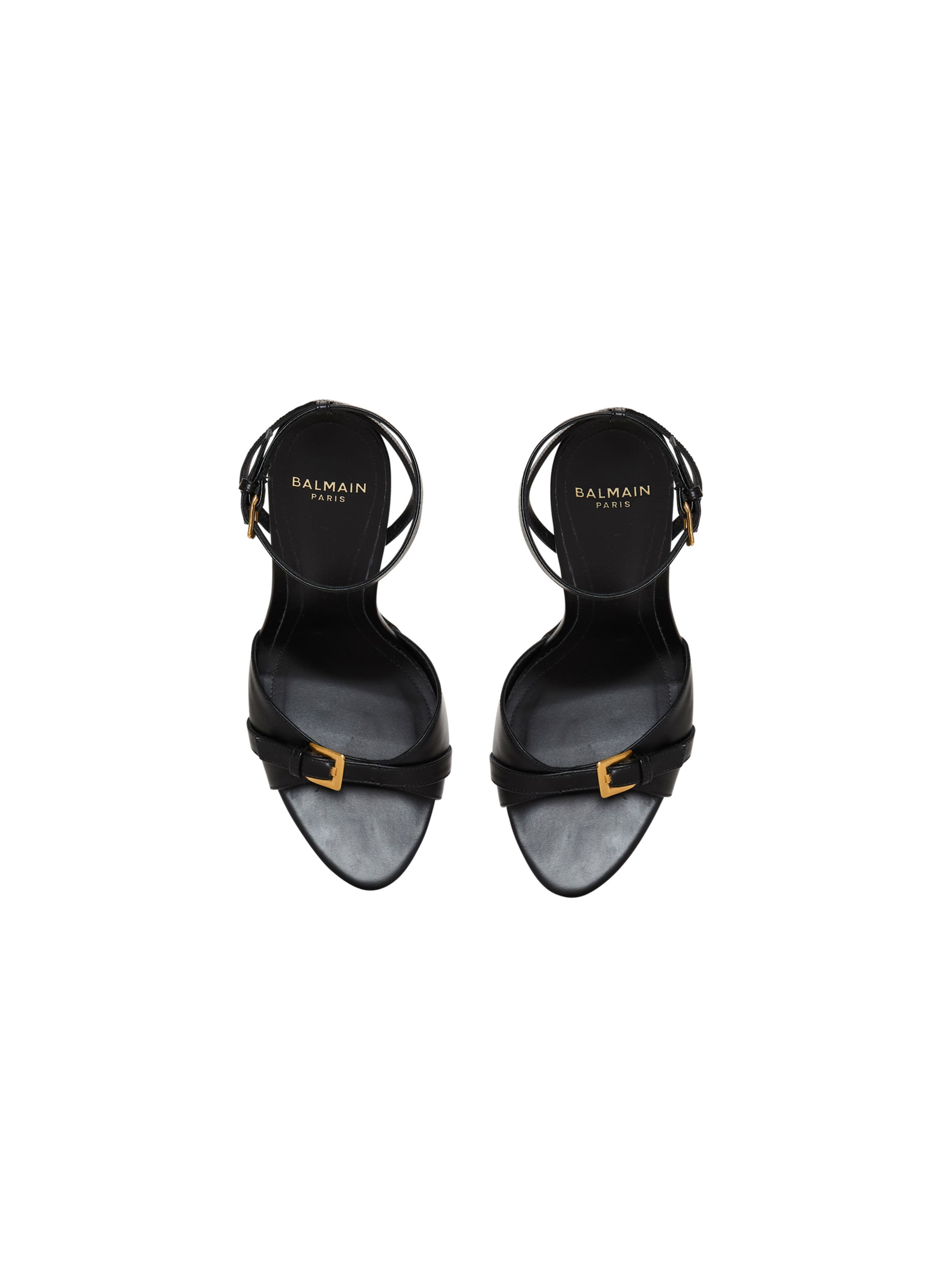 Sandales anthem en cuir lisse BALMAIN Noir